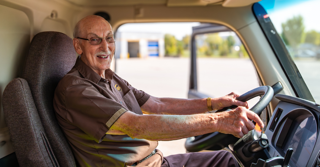 Cleveland “Cleve” Francis, a UPS driver who retired this year, in Louisville, Kentucky. Trade and transportation jobs saw most of the gains in a new jobs report. (Photo courtesy of UPS)
