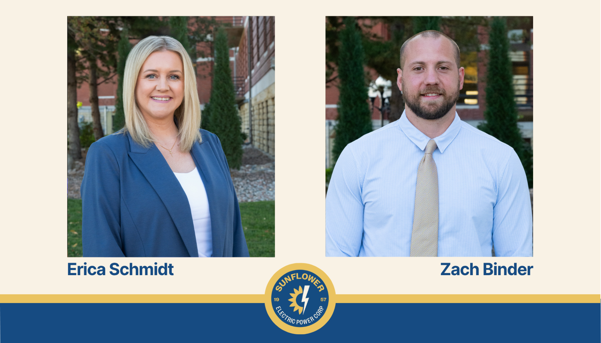 Erica Schmidt and Zach Binder. Photos courtesy Sunflower Electric