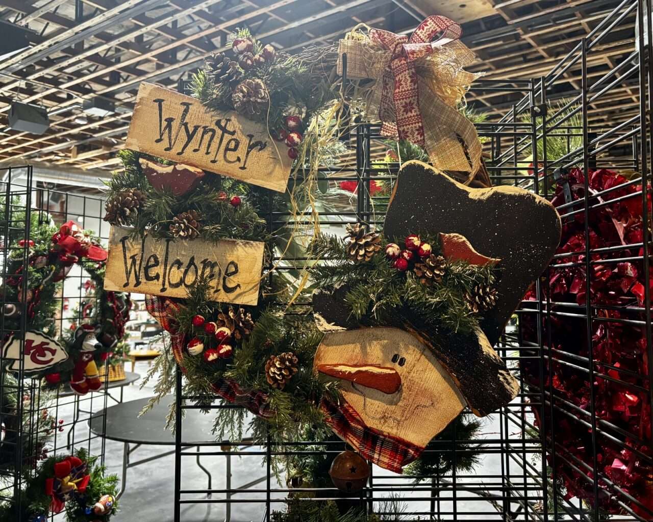 A Christmas wreath for the Hays Arc Recycled Reindeer Christmas Market Featuring Festival of Trees. Photo by Tony Guerrero/Hays Post