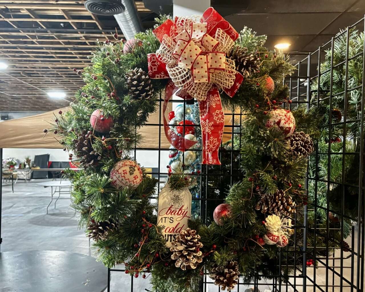 A Christmas wreath for the Hays Arc Recycled Reindeer Christmas Market Featuring Festival of Trees. Photo by Tony Guerrero/Hays Post