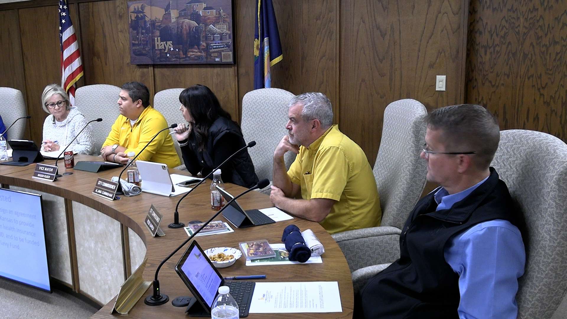 Hays city commissioners during the Nov. 6 work session. Photo by Becky Kiser/Hays Post