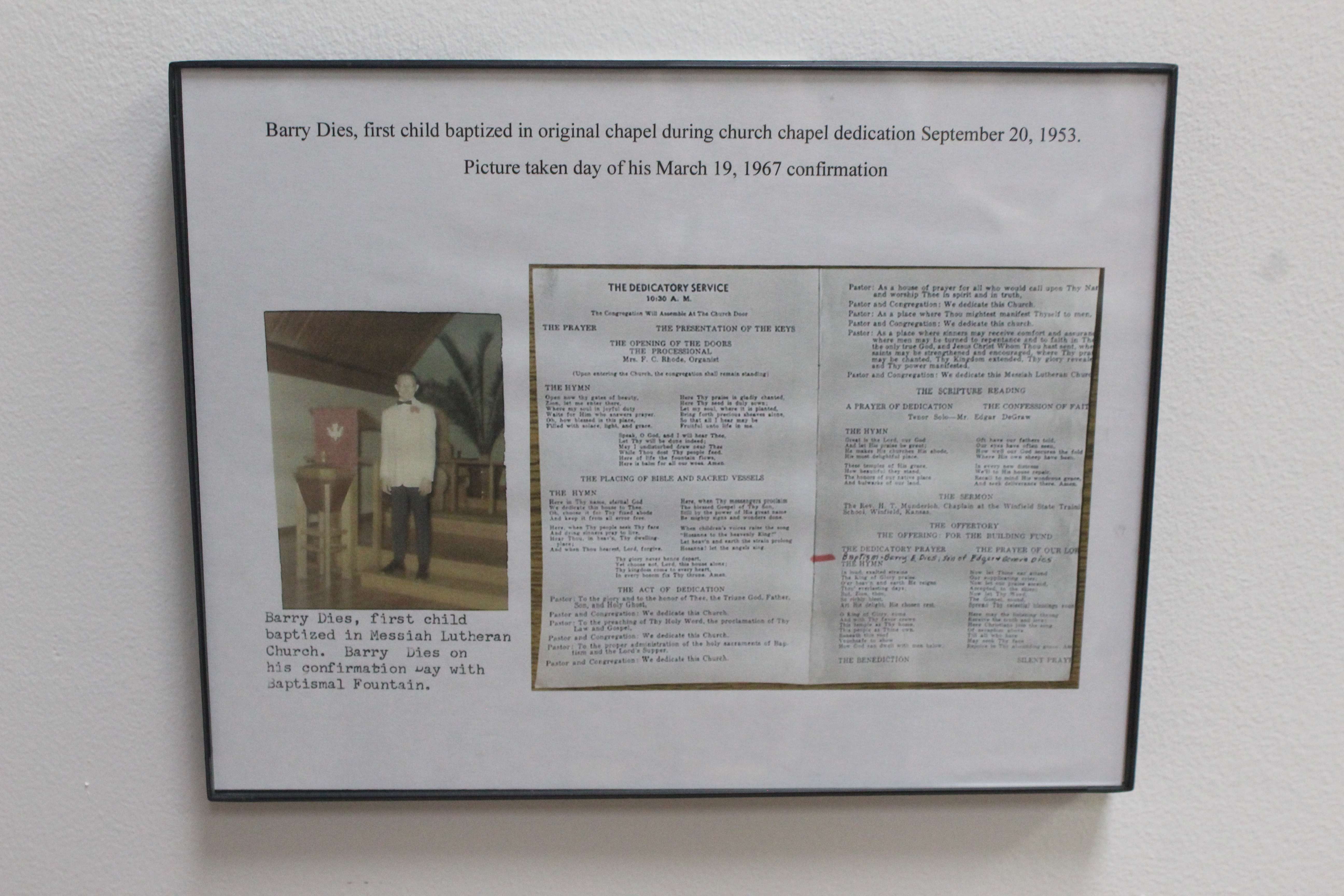 Bary Dies was the first child baptized in the Messiah Lutheran Church of Hays. Photo by Cristina Janney/Hays Post