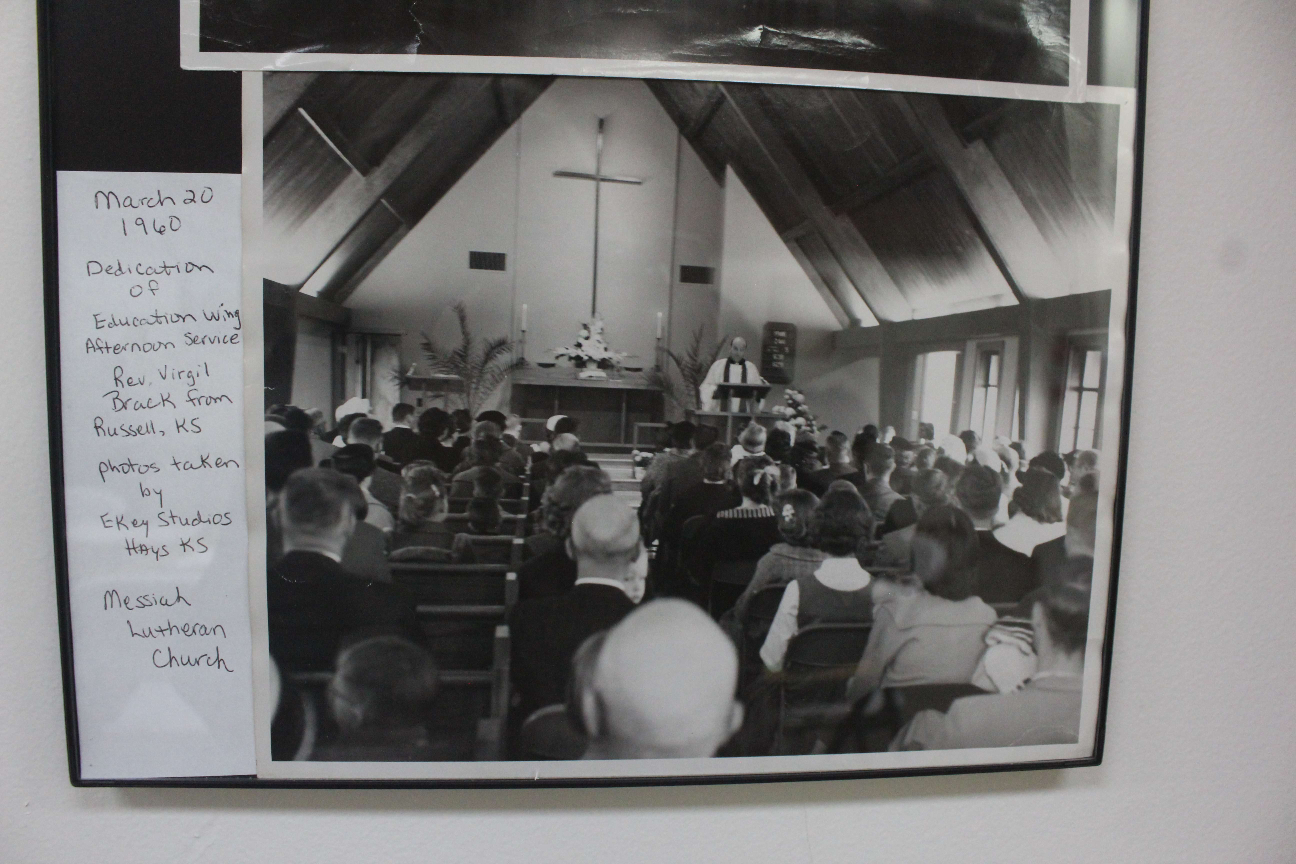 The Messiah Lutheran Church congregation gathered in its original chapel on March 20, 1960, for the dedication of the church's education wing. Courtesy photo