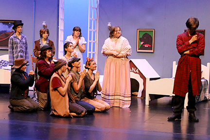 Upon their return from Neverland, the Lost Boys and members of the Darling family encourage Mr. Darling to accept them into his London home.&nbsp;Courtesy photo