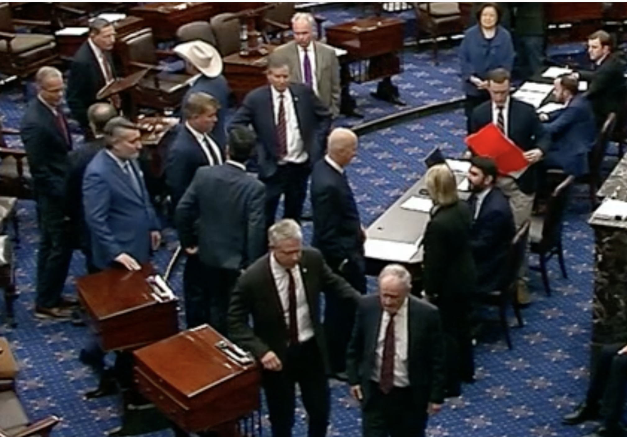 Kansas U.S. Senator Roger Marshall (bottom left) after casting his vote in favor of the bill Sunday evening-image courtesy CSPAN