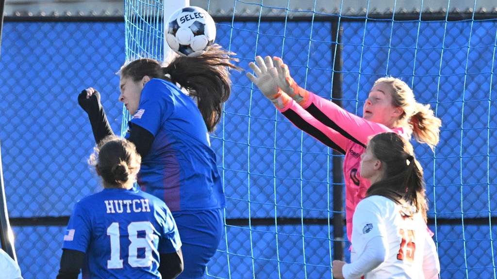 The Blue Dragon women's soccer team had two shots off the crossbar and post in the second half in the Region 6 Tournament championship game Saturday, but couldn't cash in in a 3-0 title game loss to Cowley. (Andrew Carpenter/Digital Fox Photography)