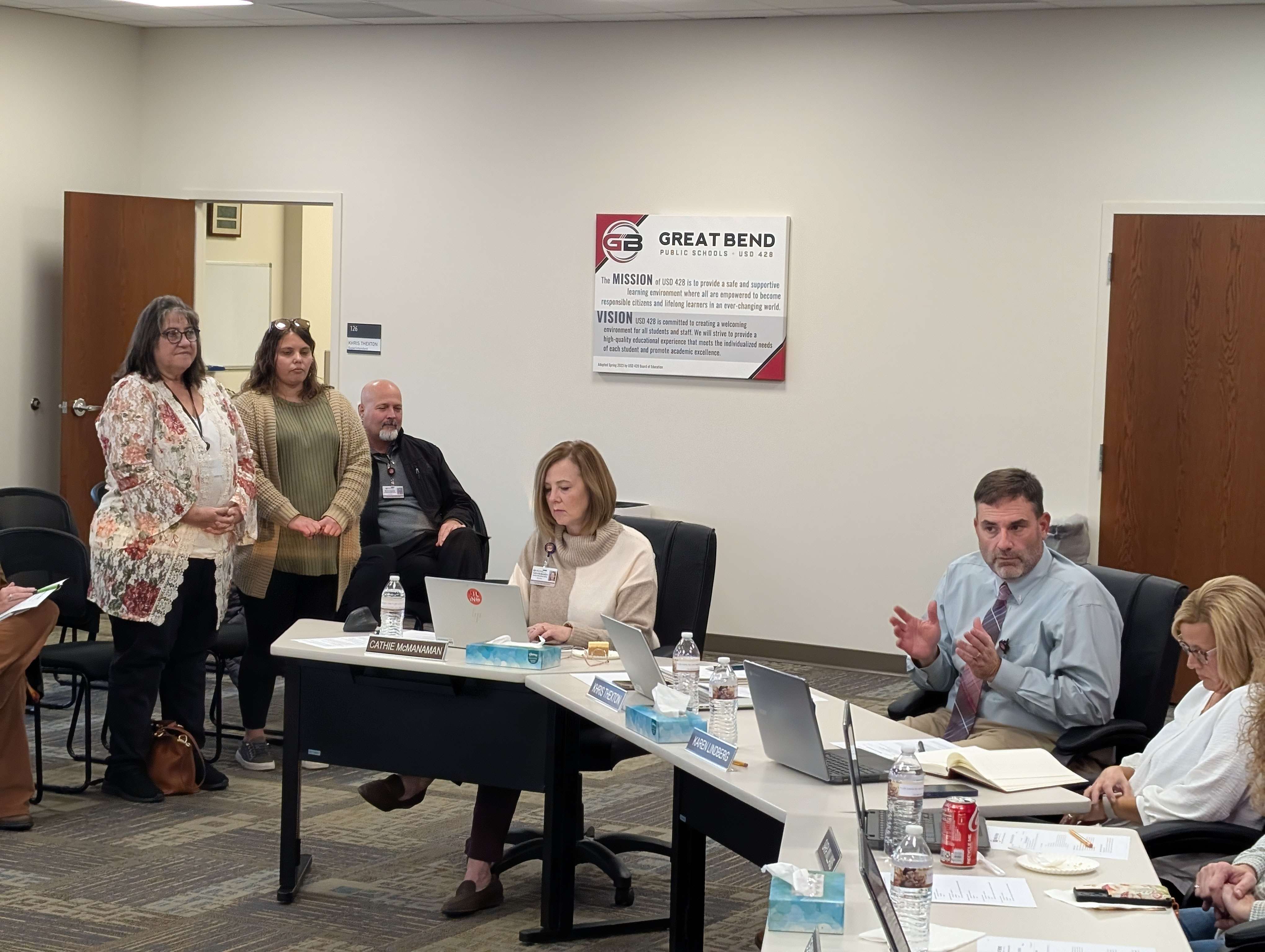 USD 428 Superintendent Khris Thexton and the Board of Education recognized the district's 2026 Teachers of the Year - Lori McLeland and Mandy Stansfield - during Monday's meeting.
