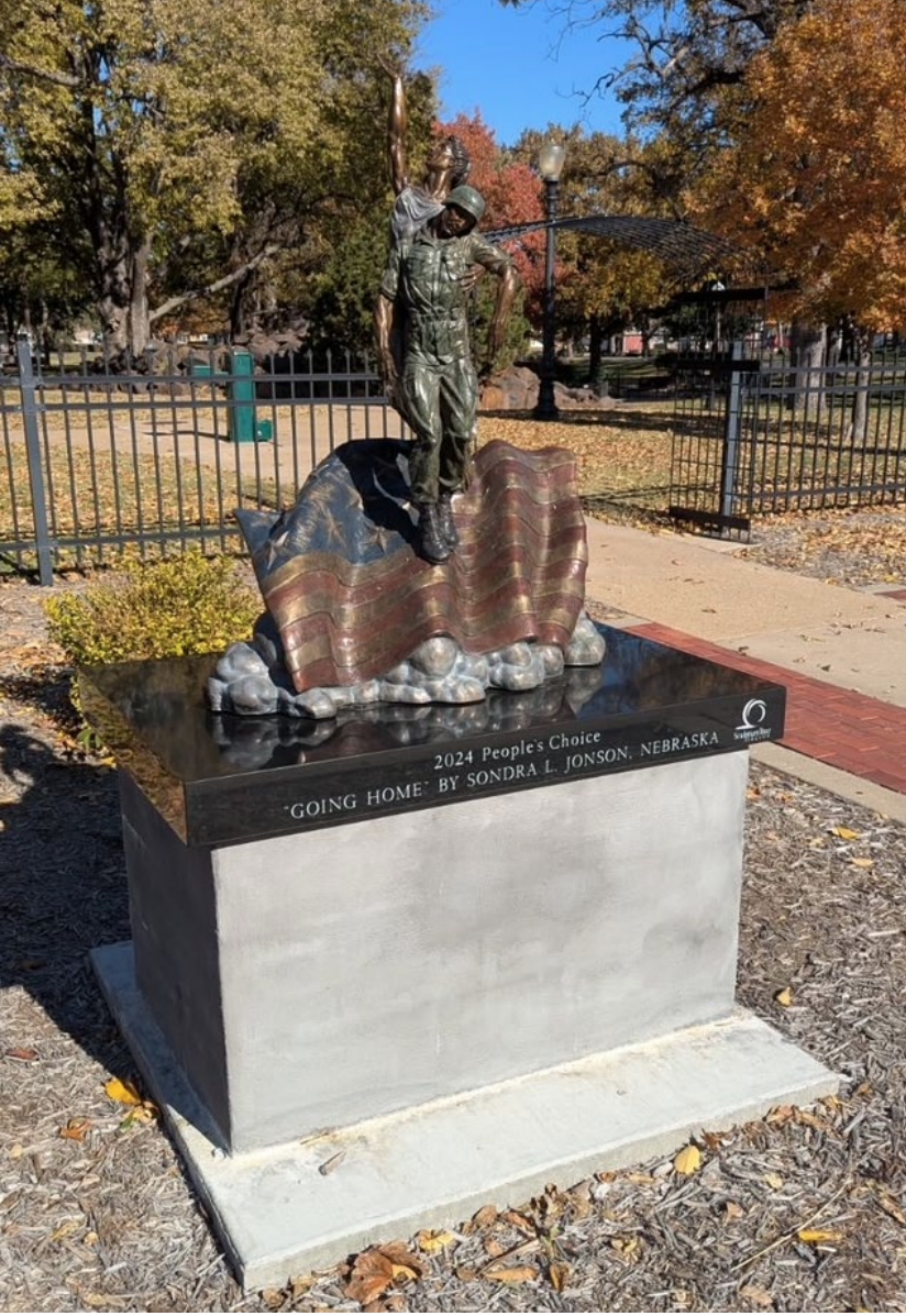 "Going Home" by Nebraska artist, Sondra L. Jonson gets final installation within the Saline Co. War Memorial. Courtesy photo of the City of Salina&nbsp;