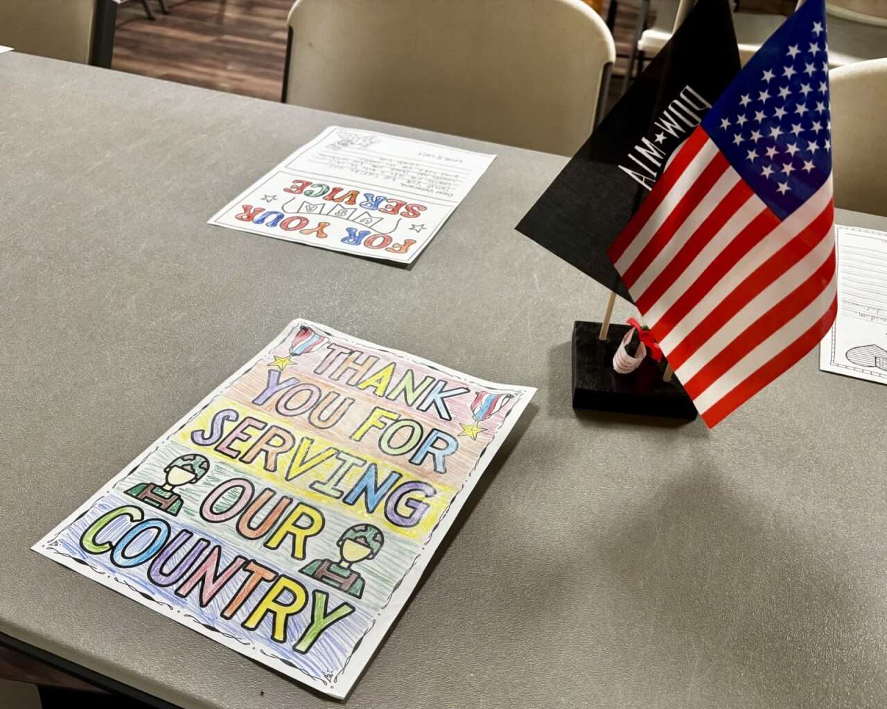 A thank you picture at the Hays VFW Veterans Day ceremony. Photo by Tony Guerrero/Hays Post