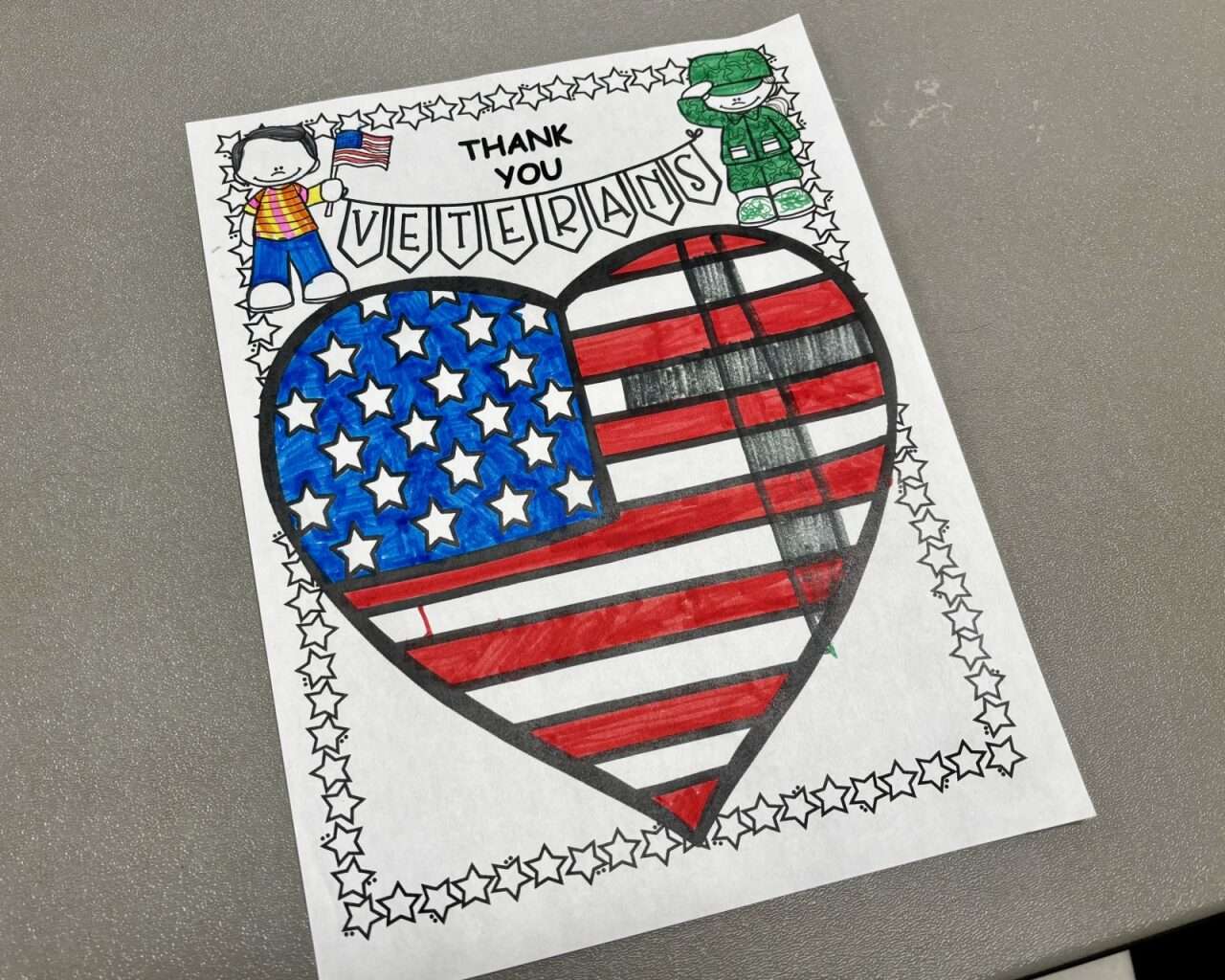 A thank you coloring picture at the Hays VFW Veterans Day ceremony. Photo by Tony Guerrero/Hays Post
