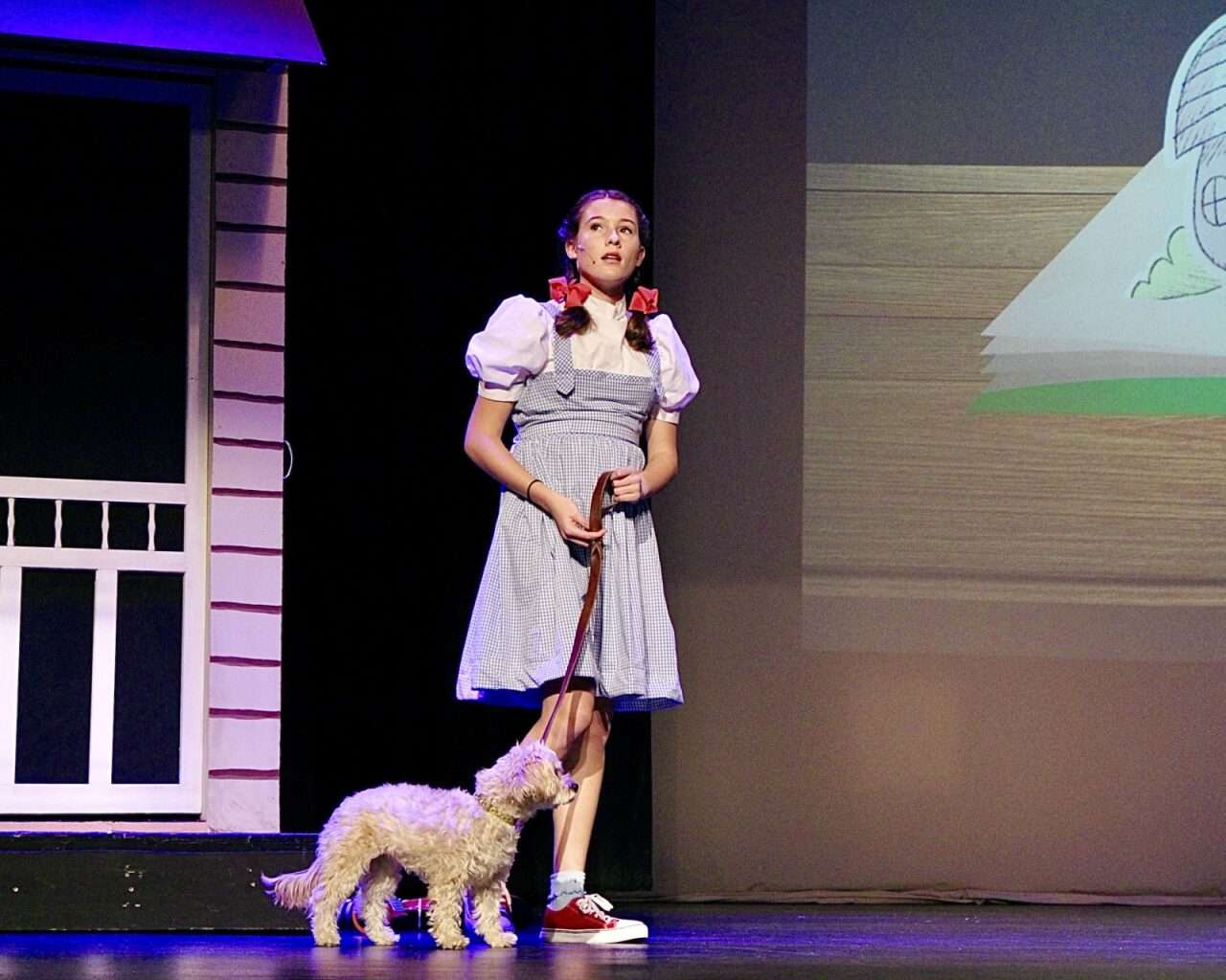 Grace Schmeidler as Dorothy Gale and Toto the dog. Photo by Tony Guerrero/Hays Post