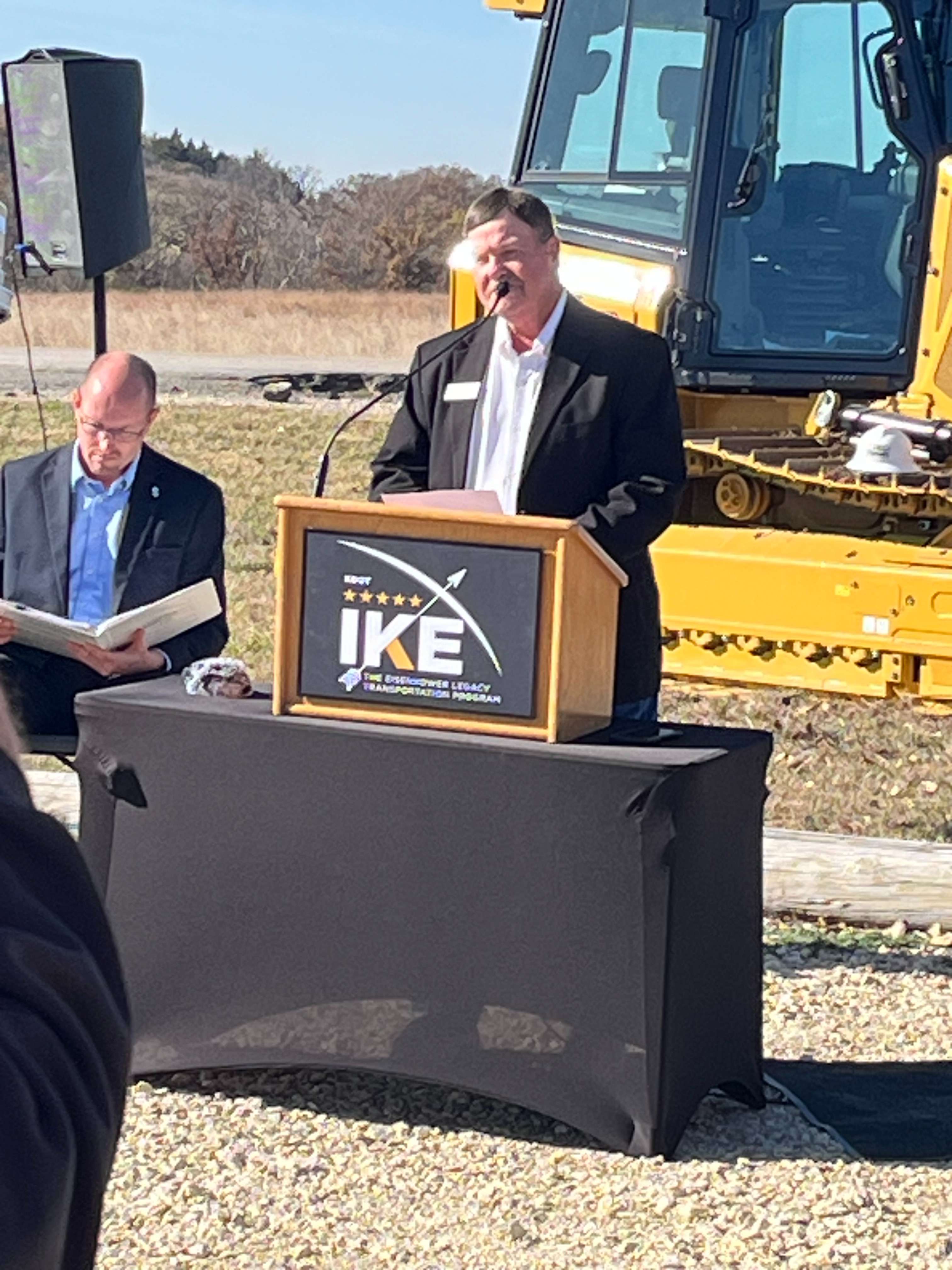 Geary County Commissioner Keith Ascher providing remarks at the Ground-breaking ceremony on Wednesday at Geary County Fire Station Four near the current I-70/K-18 interchange. (Photo courtesy of Garry Berges)