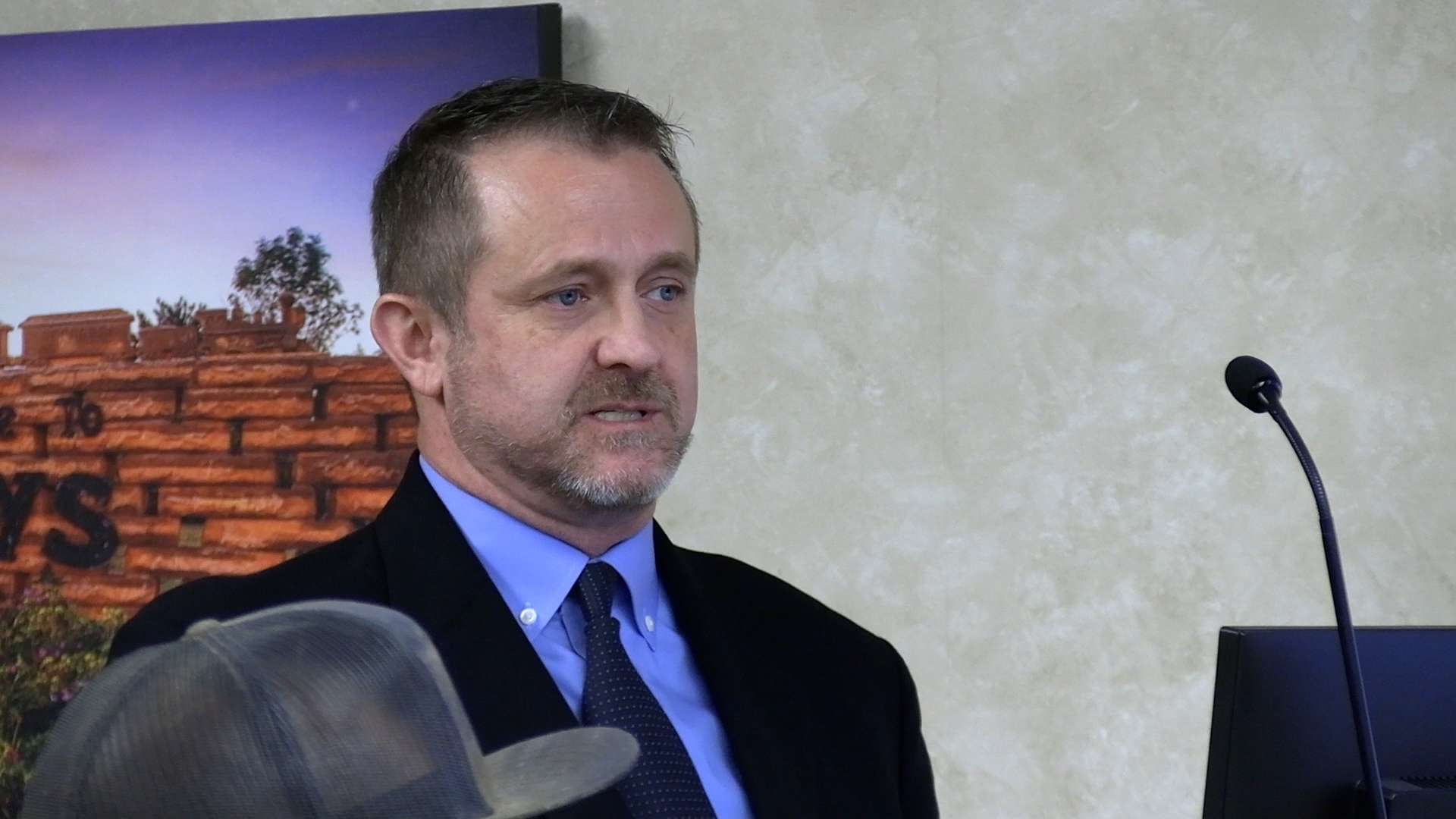 Larry Askew, Agiliti, Kansas City, talks about expansion of the medical equipment manufacturer in Hays, which plans to hire 140 more people. Photo by Becky Kiser/Hays Post