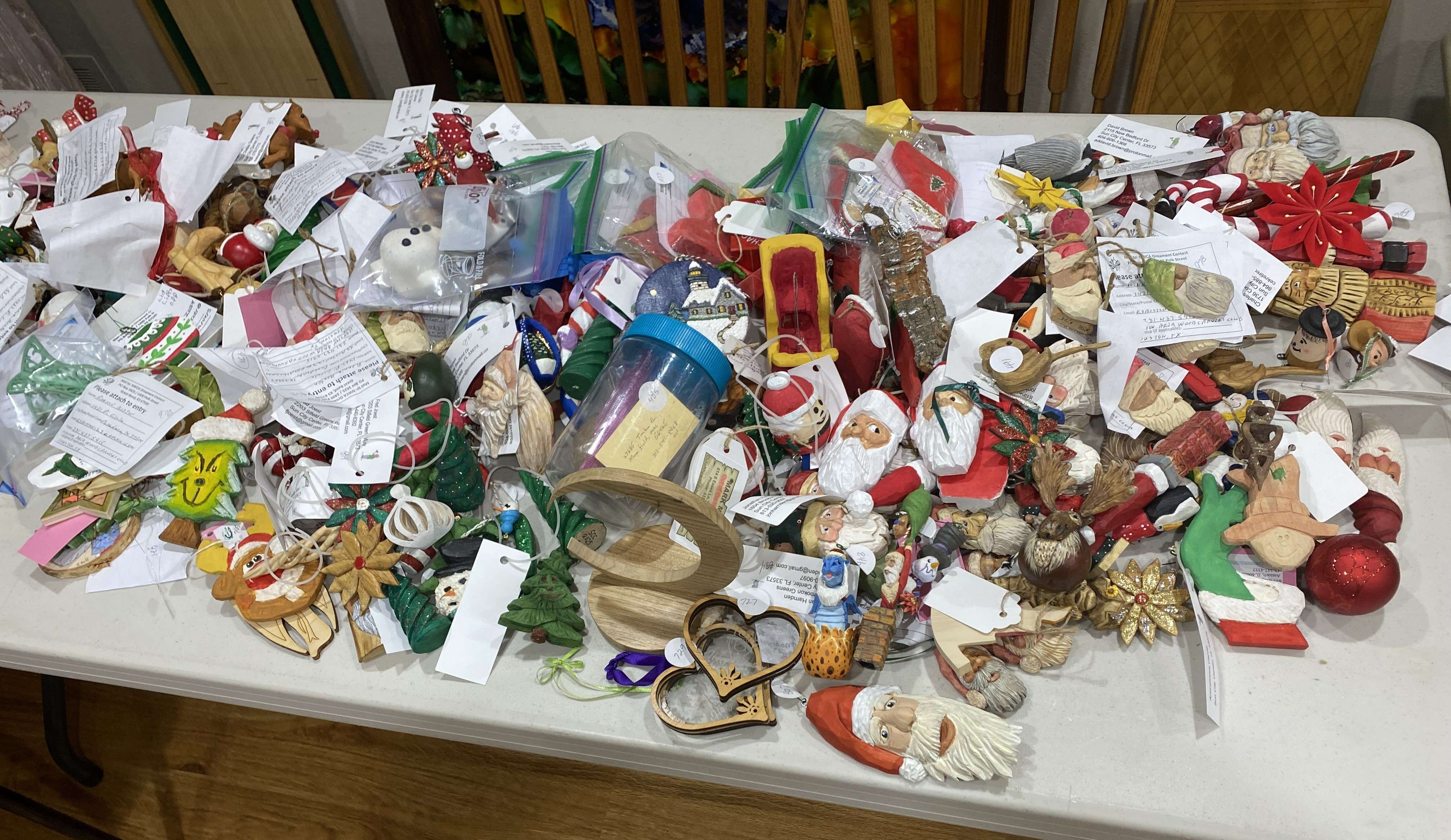 A judge will examine more than 1,200 wood carvings Sunday in Great Bend. The carvings, donated from across the country, will then be donated to various charities.