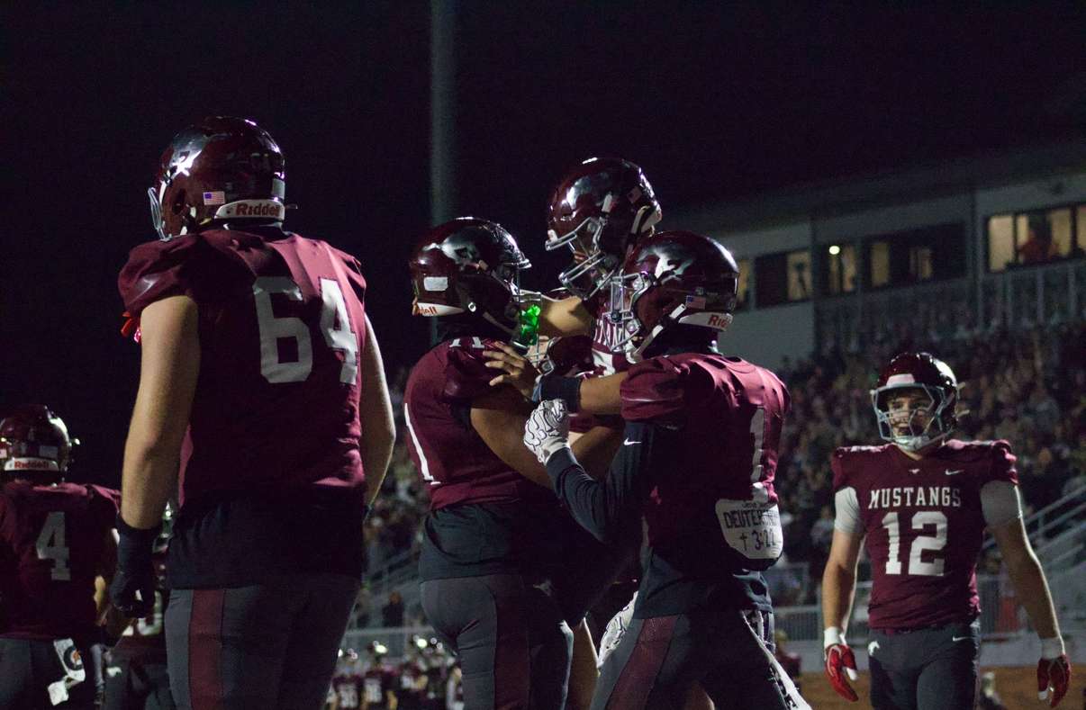Salina Central celebrates a crucial touchdown in their win over Salina South, photo courtesy of Kaiden Comeau