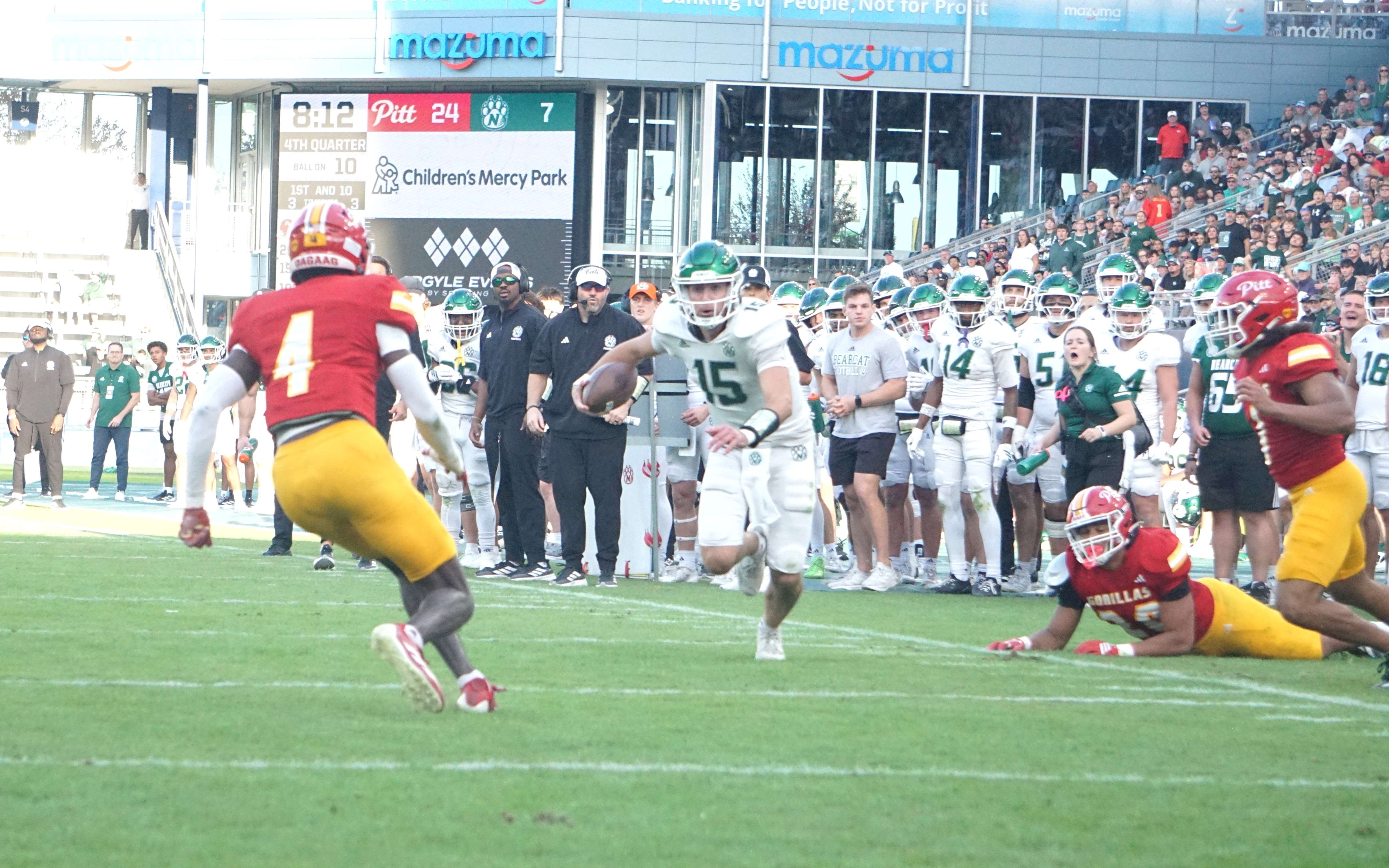 Chris Ruhnke (15) scrambles with the ball, attempting to score late in the game/ Photo by Matt Pike