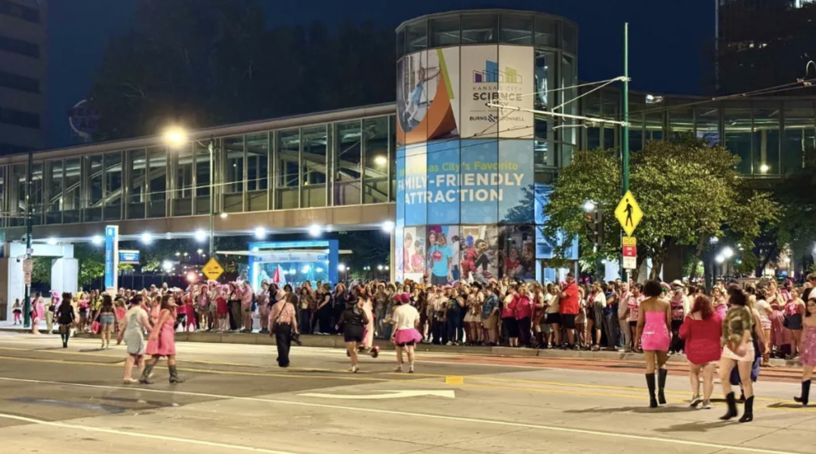 Chappell Roan fans wait for the KC Streetcar following her Oct. 3 concert. The concert was attended by about 30,000 people, which roughly compares to the expected attendance of Fan Fest (Josh Merchant/The Beacon).