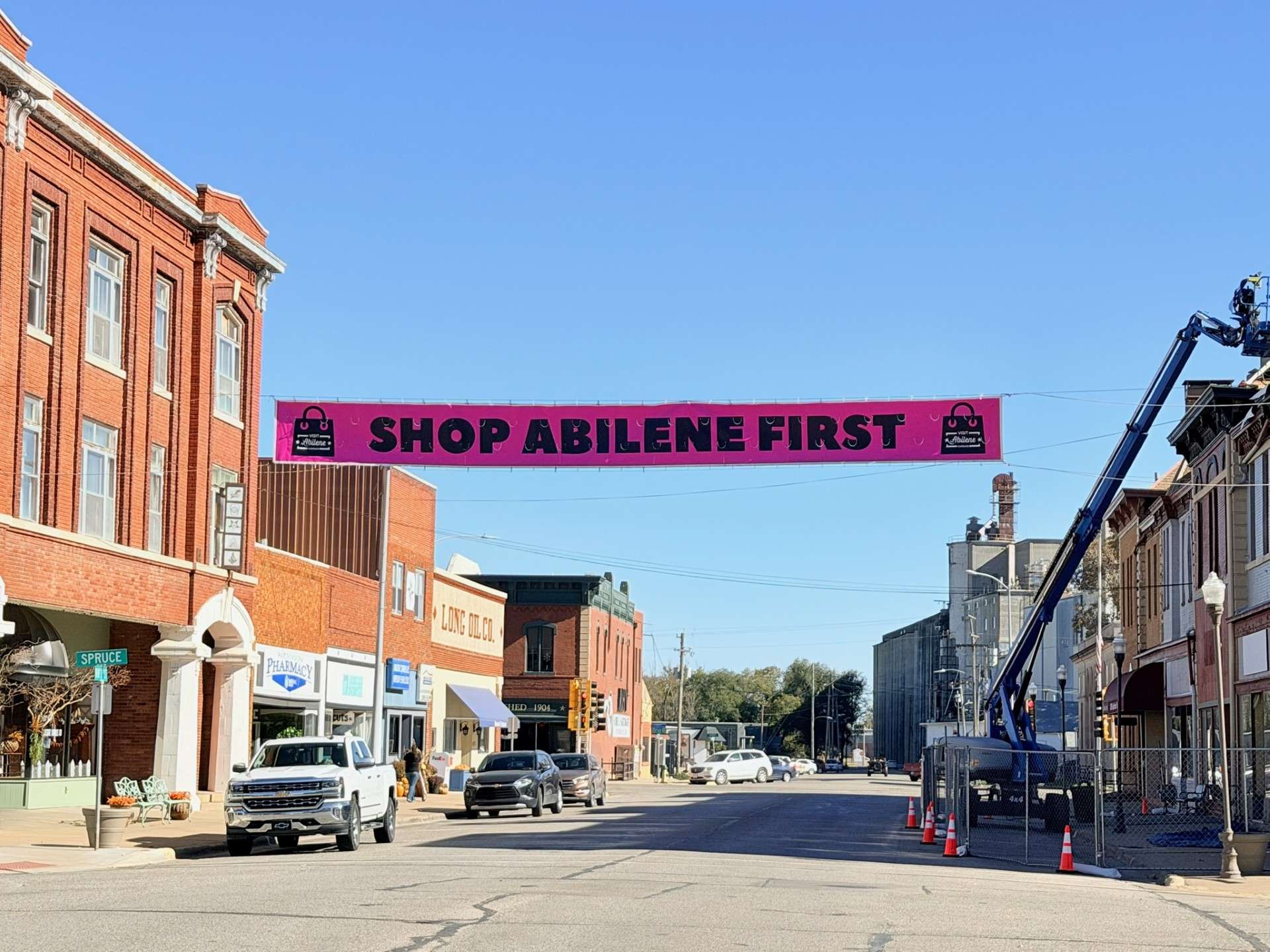 Pink Friday banner in downtown Abilene, KS. Courtesy of Abilene Convention & Visitors Bureau