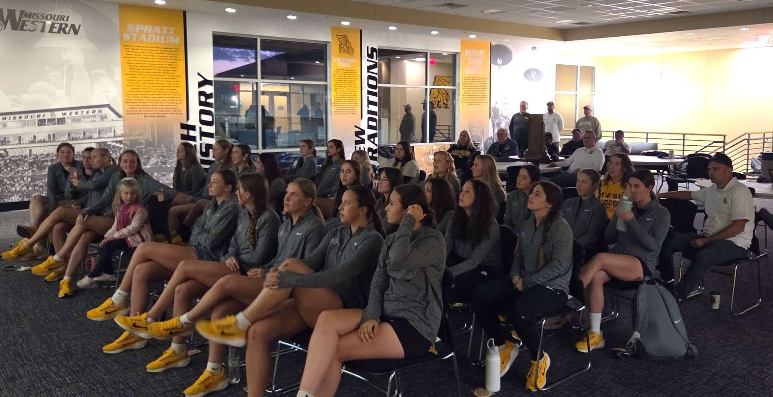 The Missouri Western State University women's soccer team held a watch party on Monday to learn their fate in the NCAA DII Women's Soccer tournament. MoWest will face Washburn on Friday in the first round in Mankato, Minnesota/ Photo by Matt Pike
