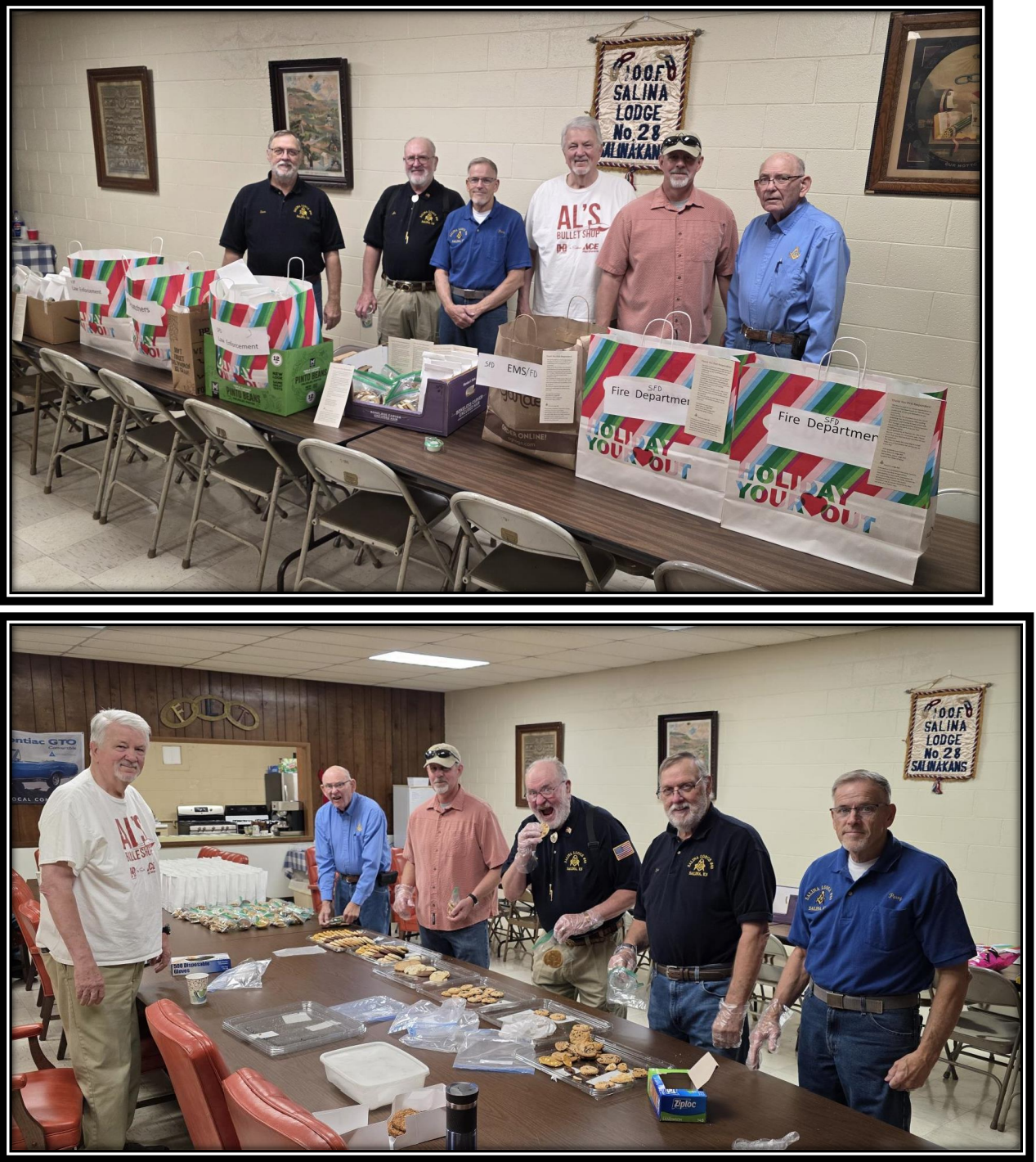Masonic Lodge #60 members preparing the "treat bags" for the First Responders. Courtesy photo