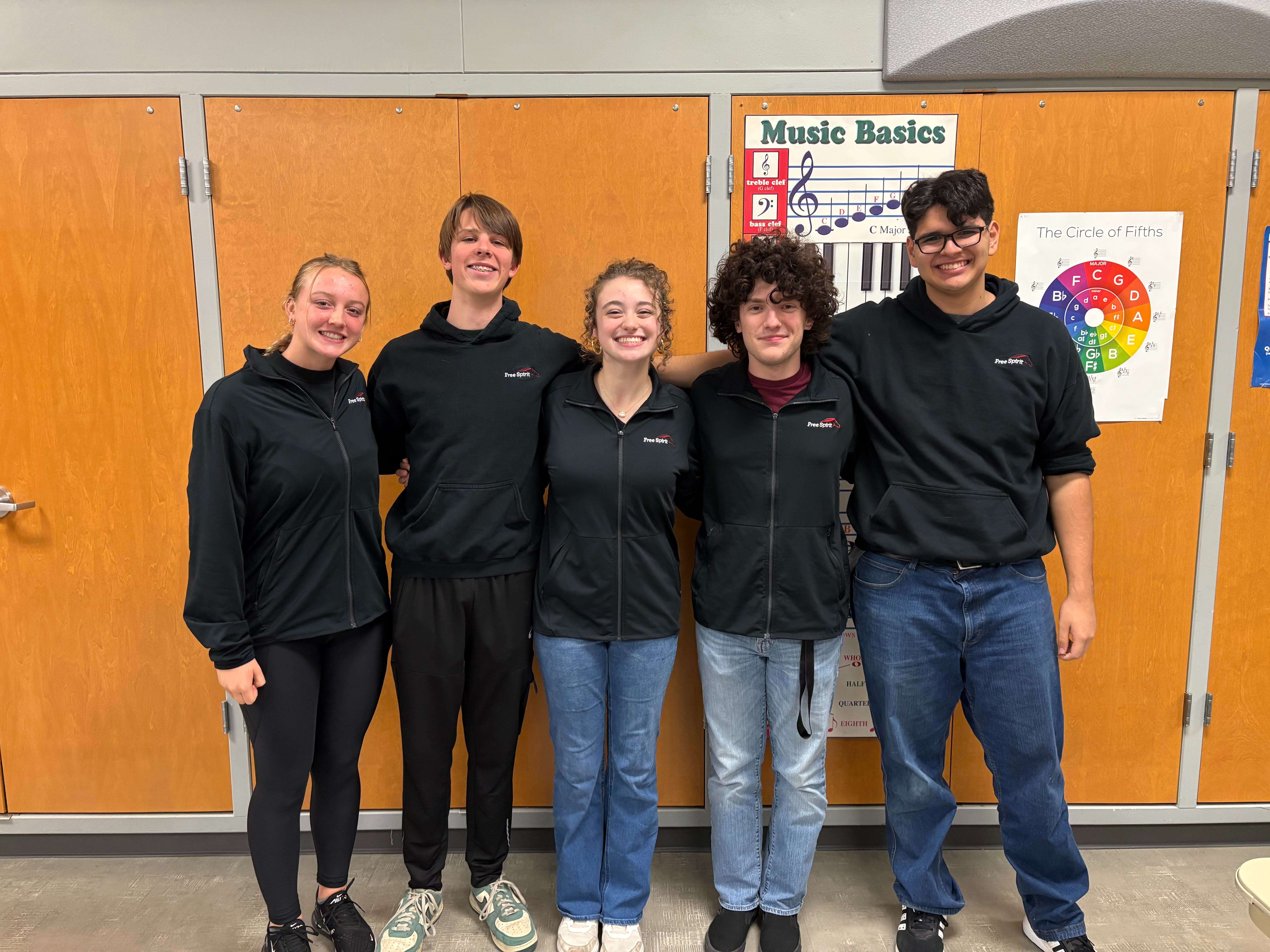 From left to right:&nbsp;Ellie Riekhof, Mac Sheforgen, Madison Berndt, Wyatt Angell and Marcos Lira. Courtesy photo of USD 305
