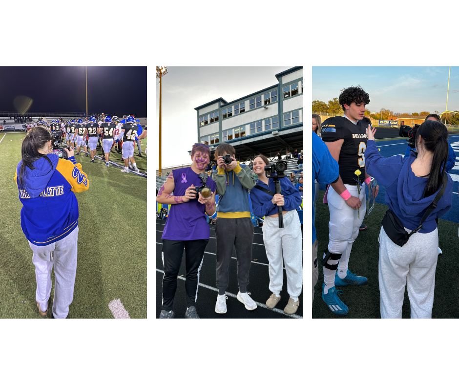 NPHS productions students getting hands-on, real-time experience in sports coverage during a Bulldogs home football game. (Courtesy Philep Willey/NPHS)