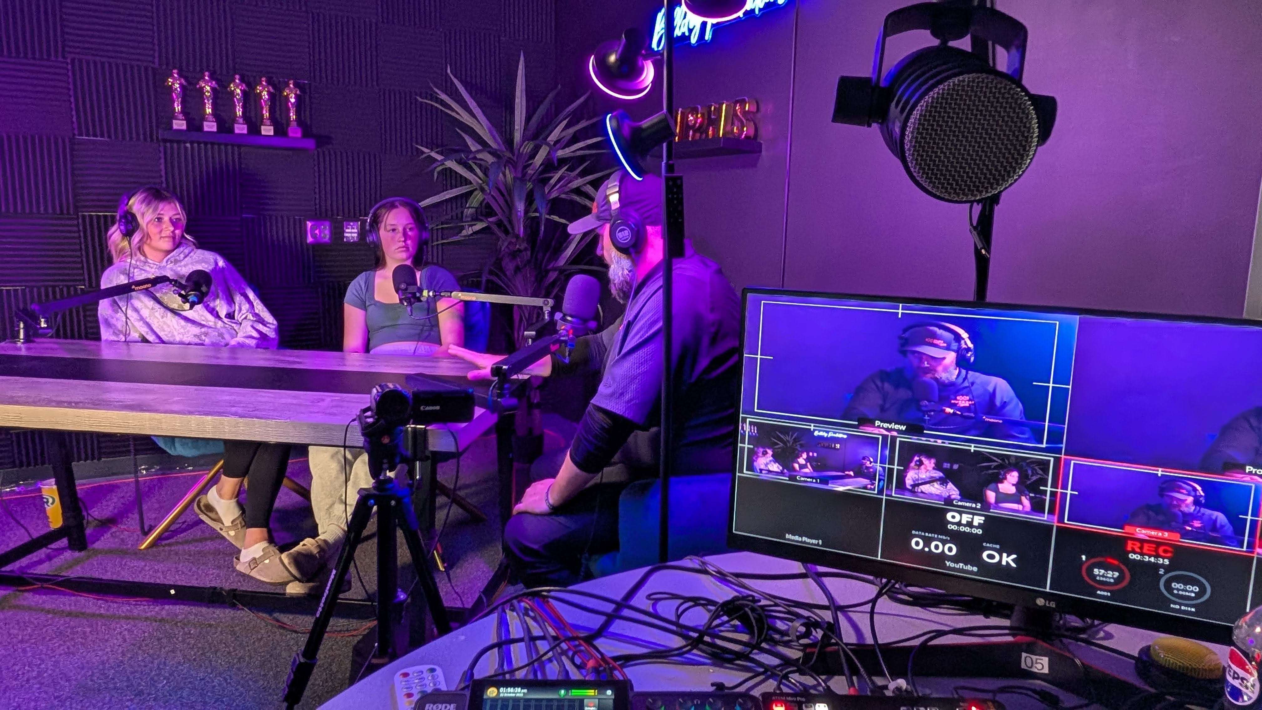 Chris Gorman joins NPHS podcast production students during his 2 day workshop at his alma mater. (Courtesy Philep Willey/NPHS)