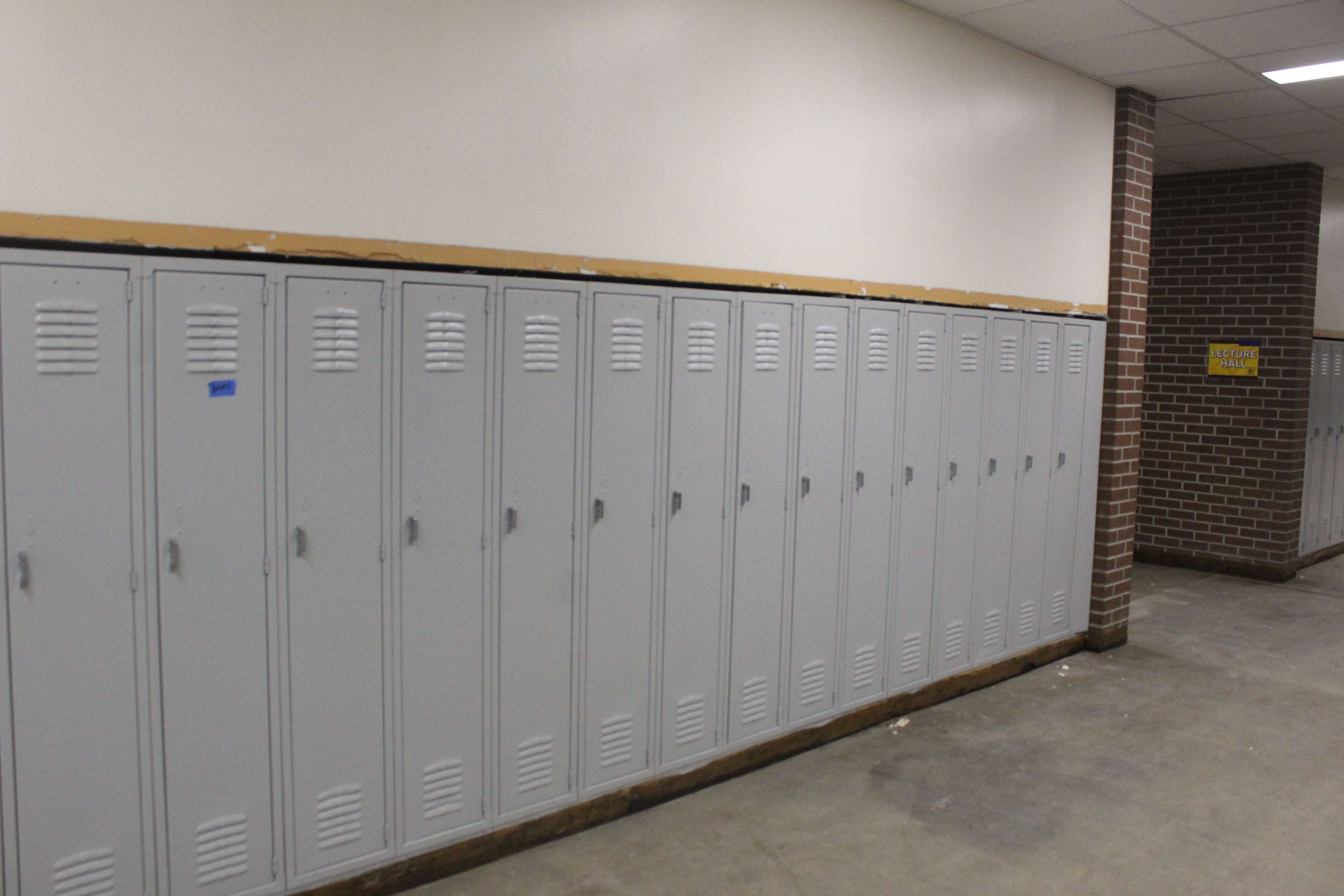 All of the lockers are being painted in the new middle school.&nbsp;Photo by Cristina Janney/Hays Post