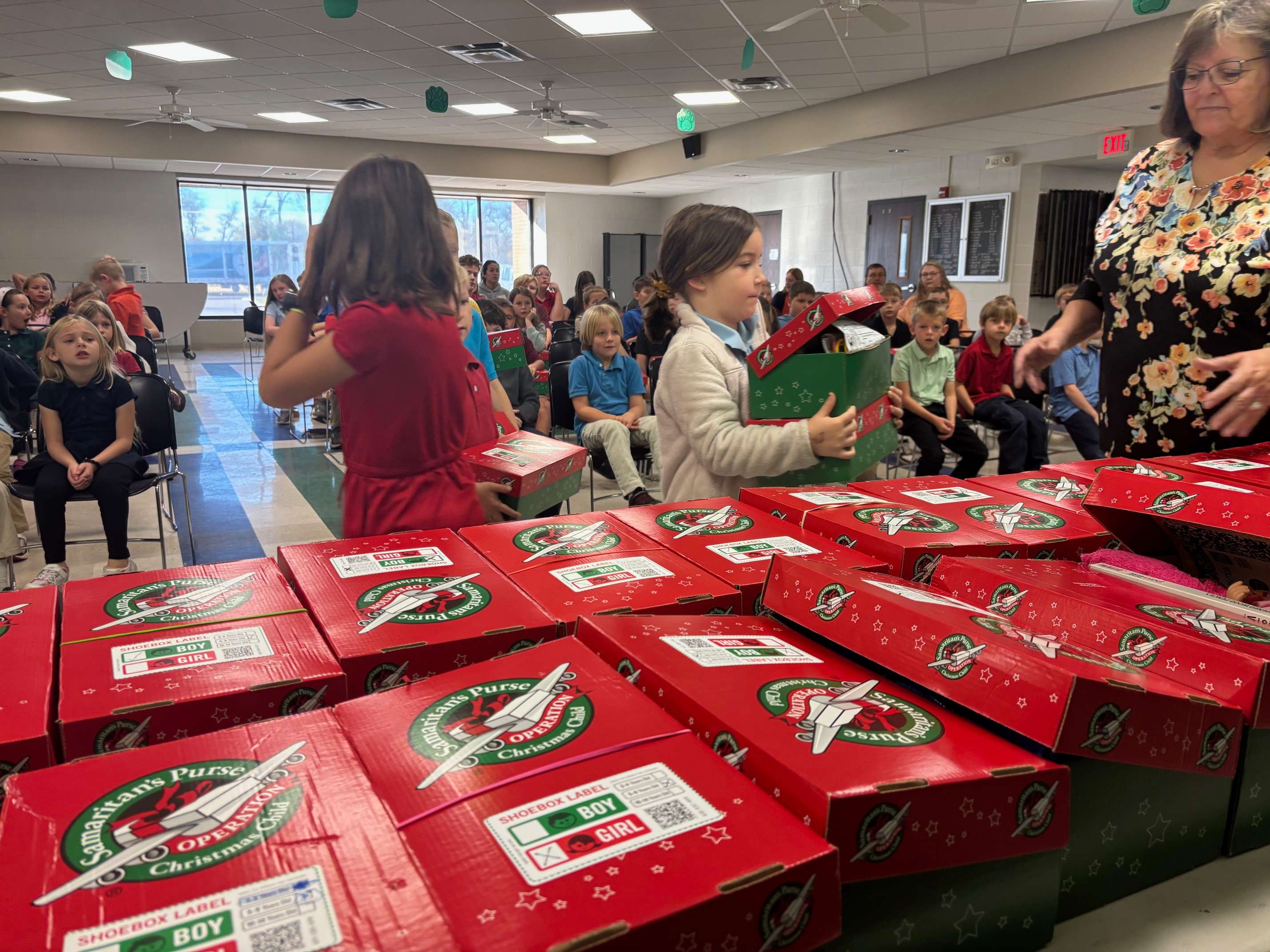 CCS Students with shoebox gifts (Photo Courtesy Dawnita Miller)