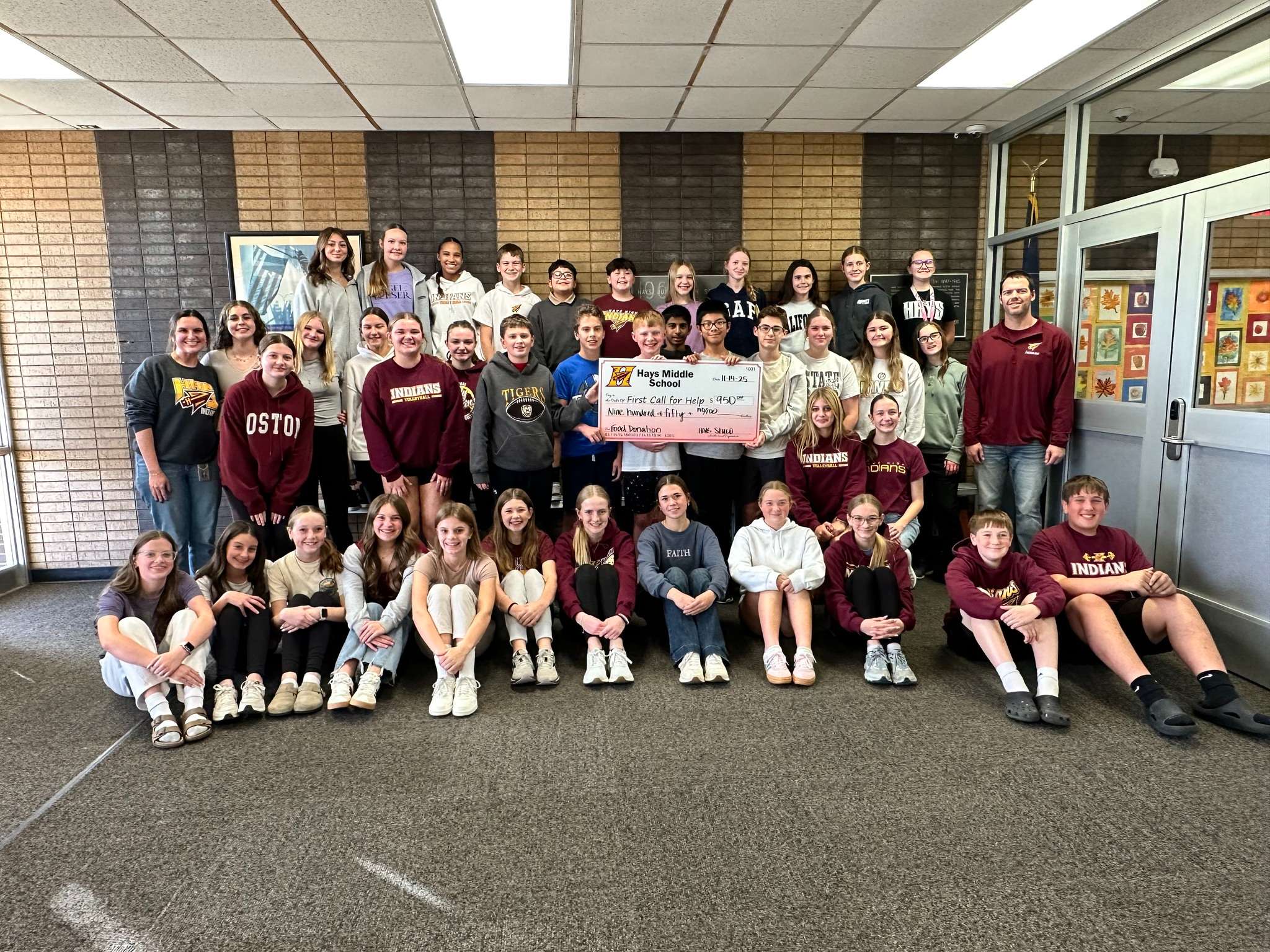 Hays Middle School Student Council members sponsored a dodgeball tournament to raise funds for First Call for Help. Courtesy photo