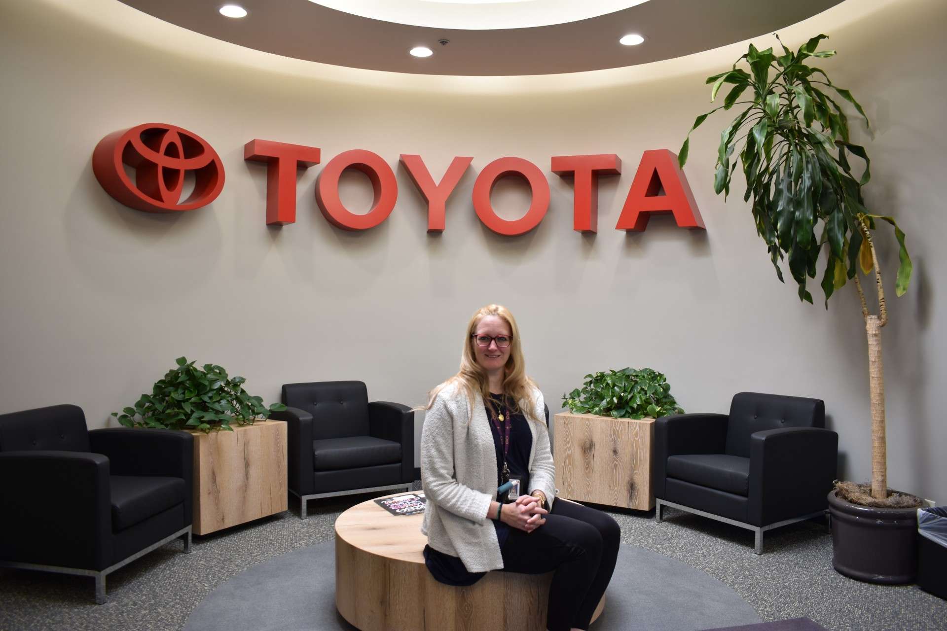 Chadron State College student Gretchen Kallemeyn, of Denver, poses Nov. 4, 2025, at the Toyota Denver Region office. She completed an internship with the company in the summer of 2025. (Courtesy photo, used with permission)