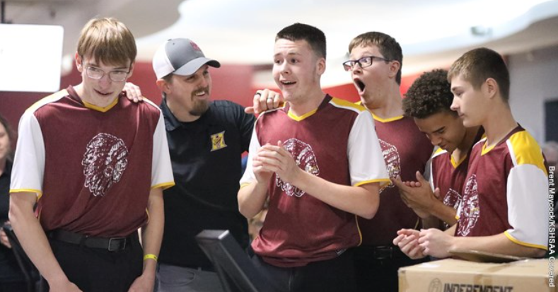 Hays celebrates its first Unified Bowling state championship. (Brent Maycock/KSHSAA Covered)
