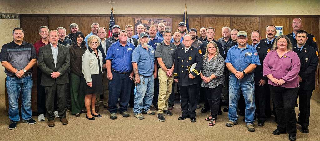Left to Right: Mason Ruder (Commissioner), Shaun Musil (Commissioner), Toby Dougherty (20), Reese Barrick (Commissioner), Jake Erickson (10), Alaina Cunningham, (Commissioner), Sandy Jacobs (Mayor), Chris Smith (10), Collin Bielser (10), Sebastian Footh (5), Mark Augustine (20), JB Burkholder (20), John Braun (25), Mike Bliss (10), Dan Bucher (10), Blaine Werner (5), Joe Billinger (10), Troy Basgall (25), Johnny Rupp (15), Aaron Dome (30), Mason Jones (5), Lindsey Clayton (5), Dakota Reese (10), Lisa Beilman (10), Stan Moore (20), Phillip Gage (10), Dusty Degenhardt (30), Greg May (20), Grady Keith (10), Erin Giebler (15), Travis Hageman (15), Trevor Sherman (5). Not pictured: Rycor Reese (5). Photo by James Bell/City of Hays
