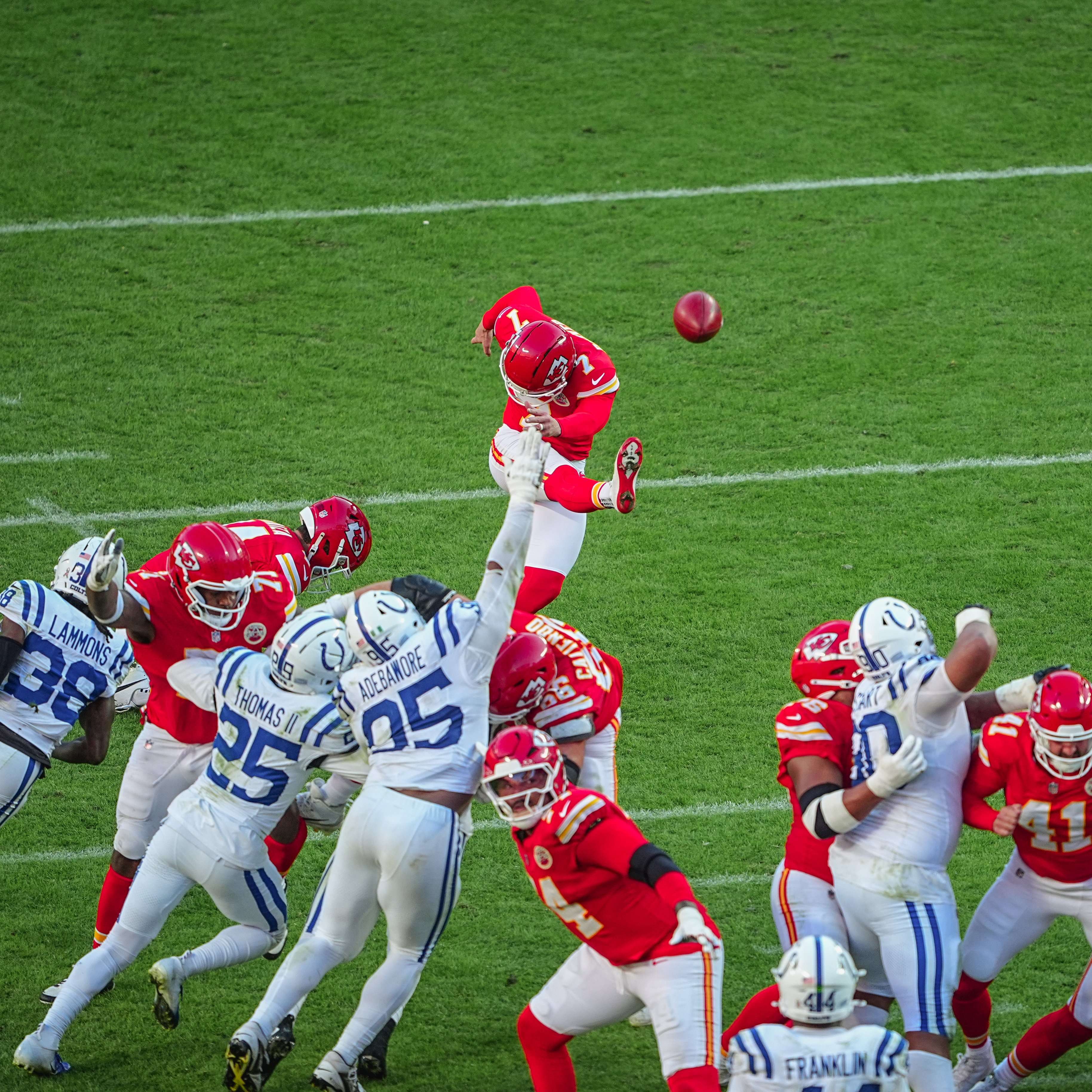 Harrison Butker knocked through a 27 yard field goal in overtime to give the Kansas Chiefs their first one possession victor of the season on Sunday against the Indianapolis Colts/ Photo courtesy of Kansas City Chiefs on X