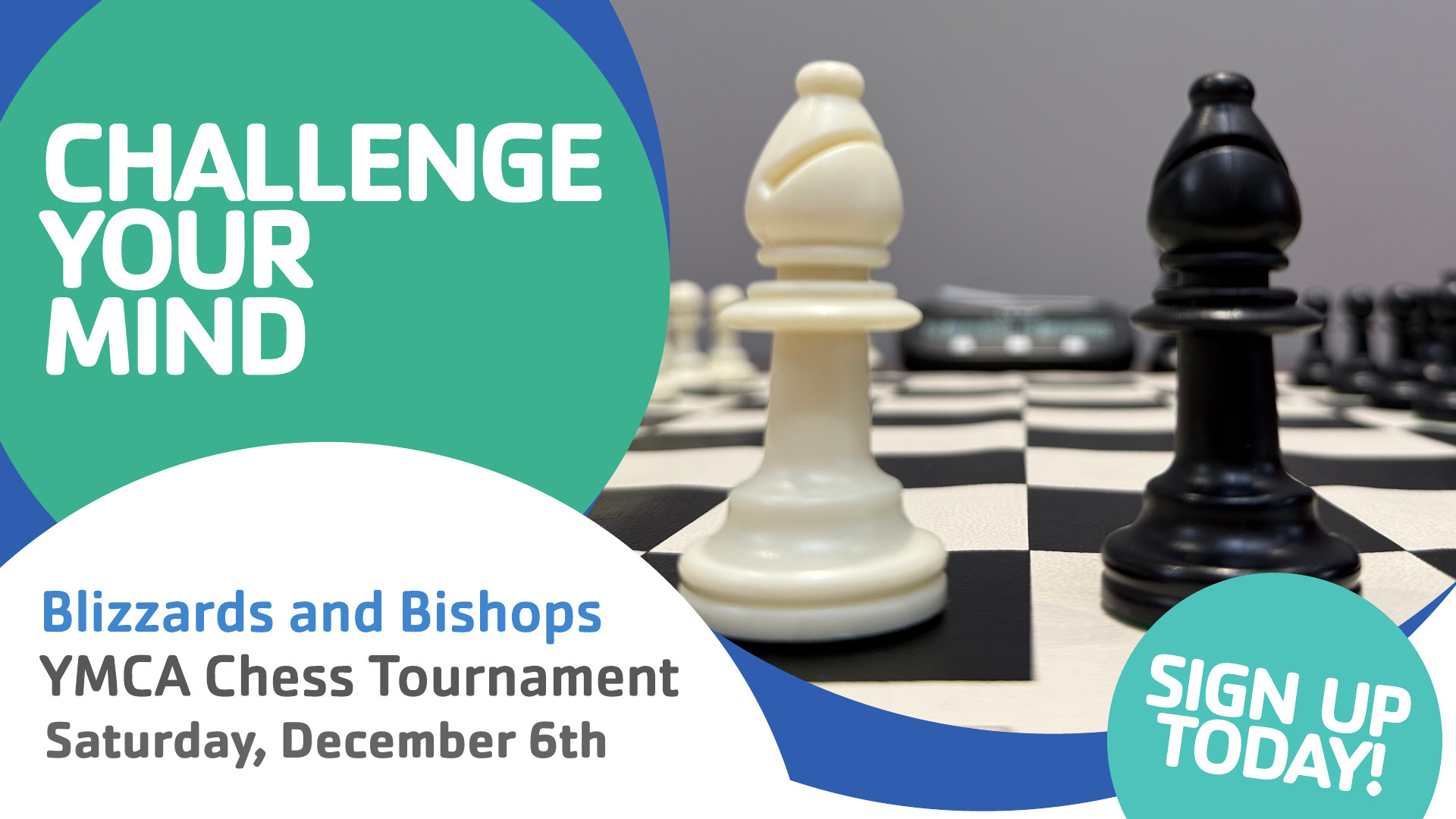 The Salina Family YMCA is set to host the "Blizzards and Bishops" chess tournament on <b>Saturday, December 6 at 8:30 am</b>. Need US Chess Federal membership to participate. Courtesy graphic