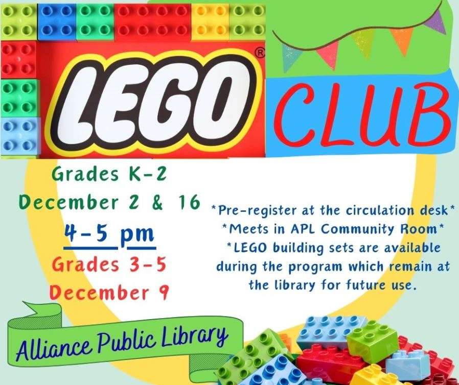 December LEGO Club (courtesy Alliance Public Library)