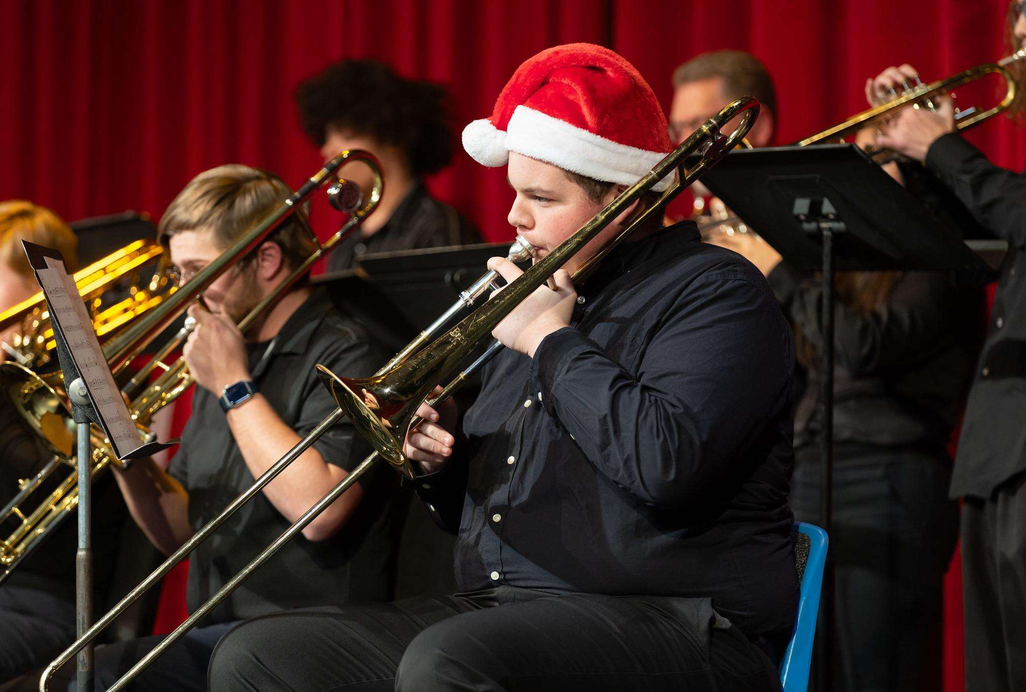 A student performs at last year’s holiday concert in the Fine Arts Auditorium.