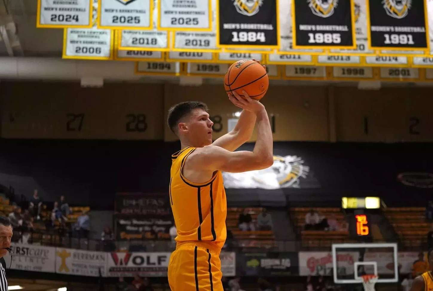 Fort Hays State's Kyle Grill attempts a shot against Sterling College on Tuesday, November 25, 2025 in Hays, Kan. (FHSU Athletics photo/Gillian Lynch)