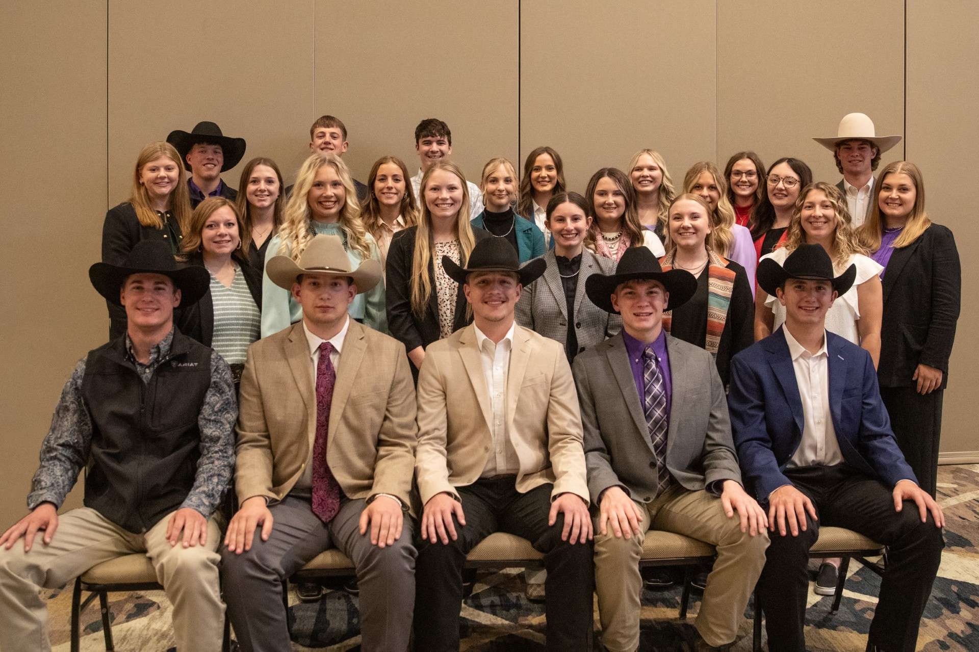 Pictured (front row, L to R) are Ty Scheer, Garden Plain; Isom Marston, Canton; Jackson McCurry, Colwich; Dustin Denton, Blue Rapids; Clay Guttery, Alton; (second row, L to R) Payton Walk, Tribune; Paige Soper, Baldwin City; Abigail Robinson, Hoyt; Kennedy Coffin, McLouth; Kami Whipple, Kalvesta; Maiya Shelor, Minneola; (third row, L to R) Adelaide Haverkamp, Bern; Taylor Rowe, Ozawkie; Olivia Rickel, Mayetta; Taydem Mitzner, Penokee; Kacey Butler, Junction City; Lauren Ellenz, Tipton; Nissa Olsen, Manhattan; Caleigh Iwanski, Stockton; (back row, L to R) Luke Bates, Beloit; Breck Averhoff, Garden City; Carter Rock, Chapman; Rylie Meinhardt, Onaga; Emma Walker, Baxter Springs; Madison Scott, Pomona; and Sawyer Stone, Medicine Lodge. Courtesy photo&nbsp;