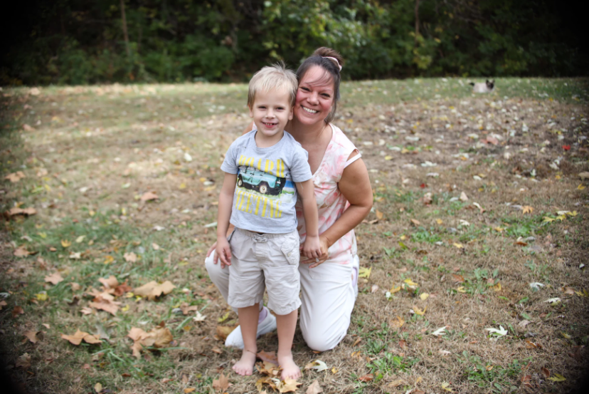 Esther Reddish-Hanner poses with her son. Photo by Bek Shackelford-Nwanganga/Kansas News Service