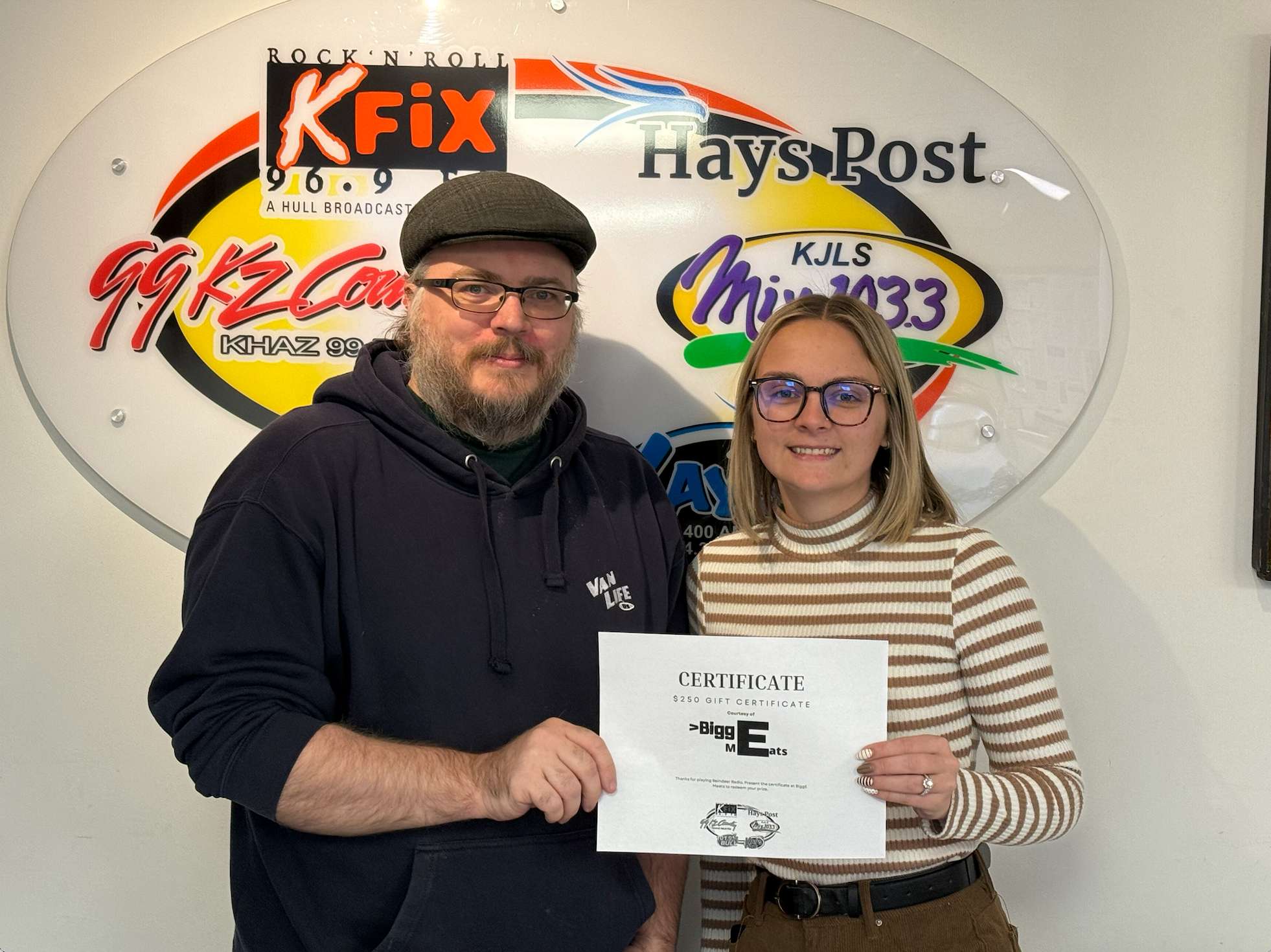 Alyssa Mayfield was the week two winner of the 94.3 FM / 1400 AM KAYS94.3 FM / 1400 AM KAYS Reindeer Radio contest. She won a $250 gift certificate to Bigg E Meats. Photo by Cristina Janney/Hays Post