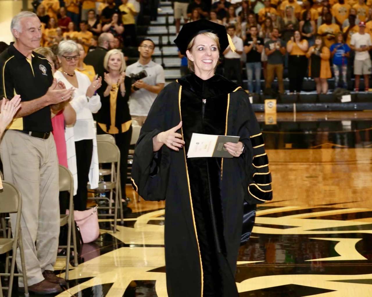 Fort Hays State University President Tisa Mason on her inauguration day in 2018 at Gross Memorial Coliseum. Courtesy photo