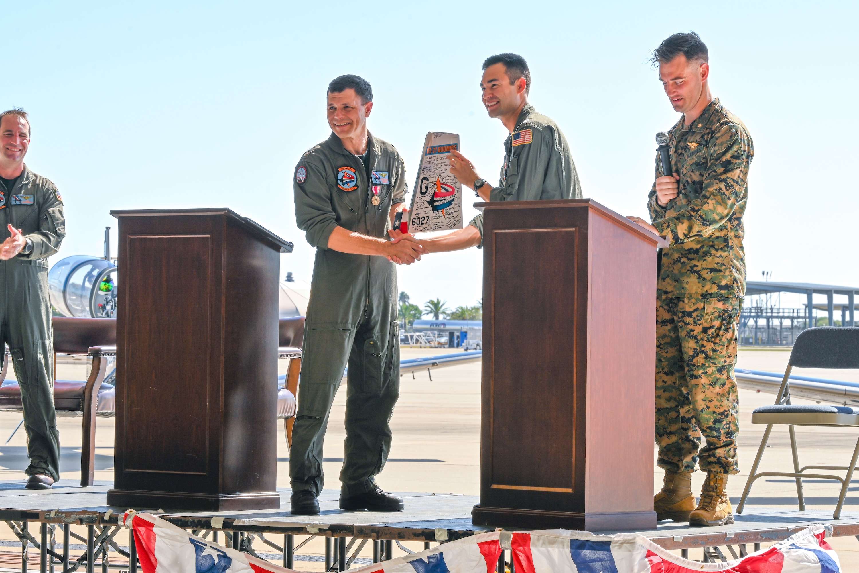 The “Boomers” of Training Squadron (VT) 27, held a change of command ceremony aboard Naval Air Station (NAS) Corpus Christi, Texas, in which Cmdr. Colin Johnson-Giammalvo relieved Cmdr. Tom Younghans as commanding officer of VT-27, Nov. 13.&nbsp;