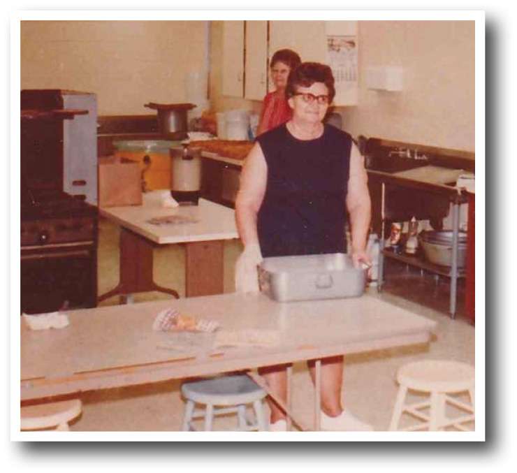 Andy's Grandma Stanton in the Logan High School kitchen. She and other family members cooked for the school district. Andy said his love of cooking was inspired by his early memories of his family in the kitchen. Courtesy photo