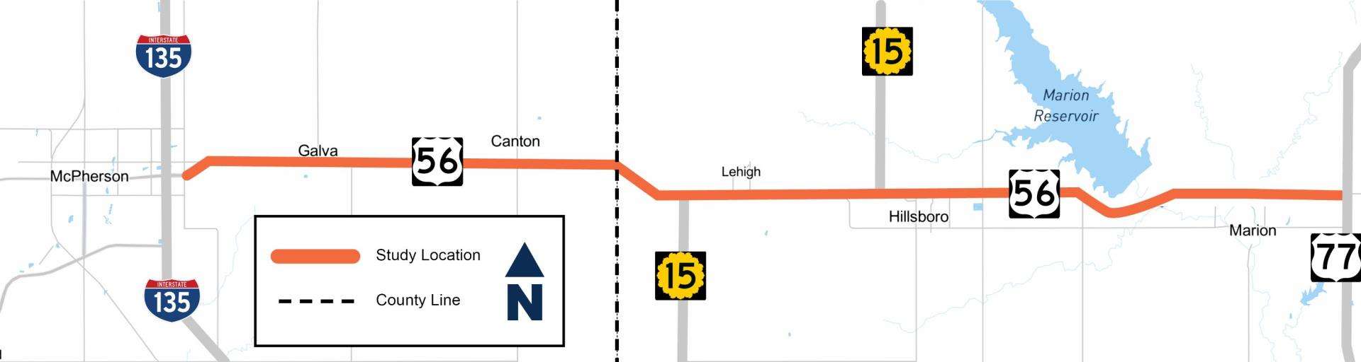 Map courtesy Kansas Department of Transportation