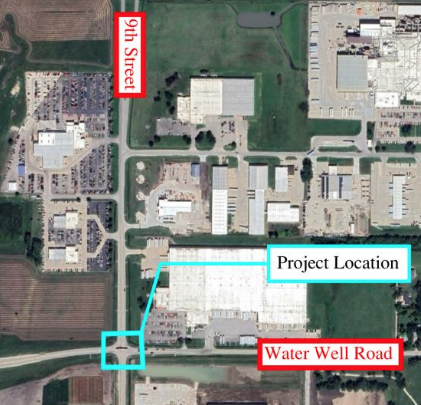 Proposed map/location of roundabout at 9th Street and Water Well Road in Salina. Screenshot from Salina City Commission Dec. 8 meeting agenda