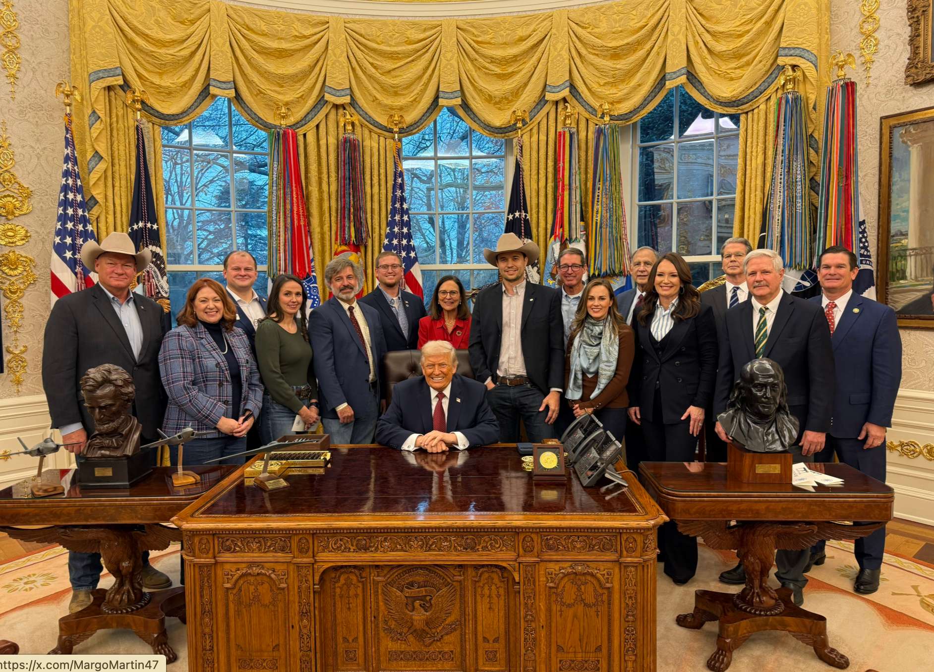 President Trump with farmers and ranchers in Oval Office Monday-photo by Margo Martin, Assistant to the President