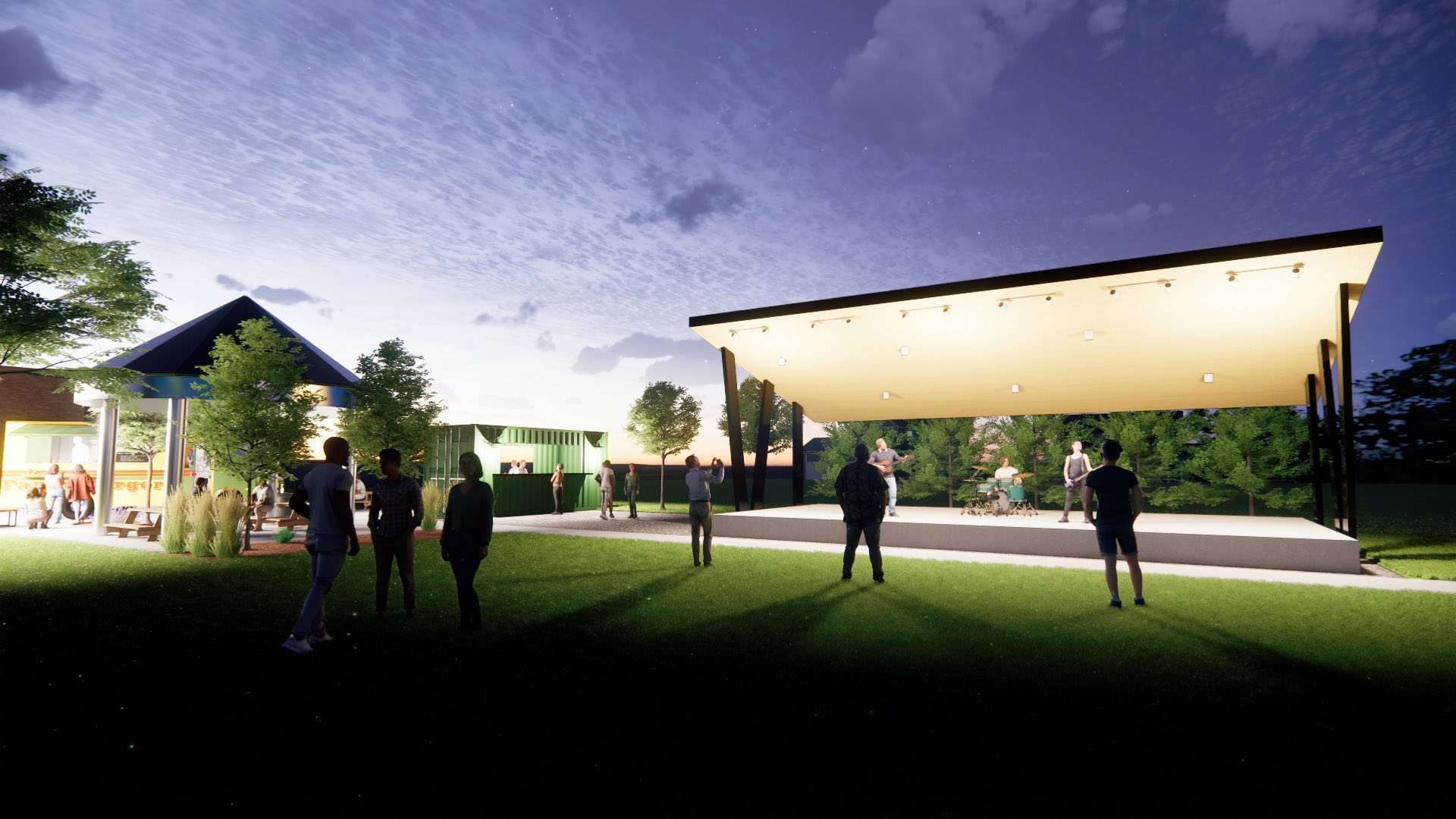 A rendering of the stage at The Yard in downtown Plainville. Courtesy photo