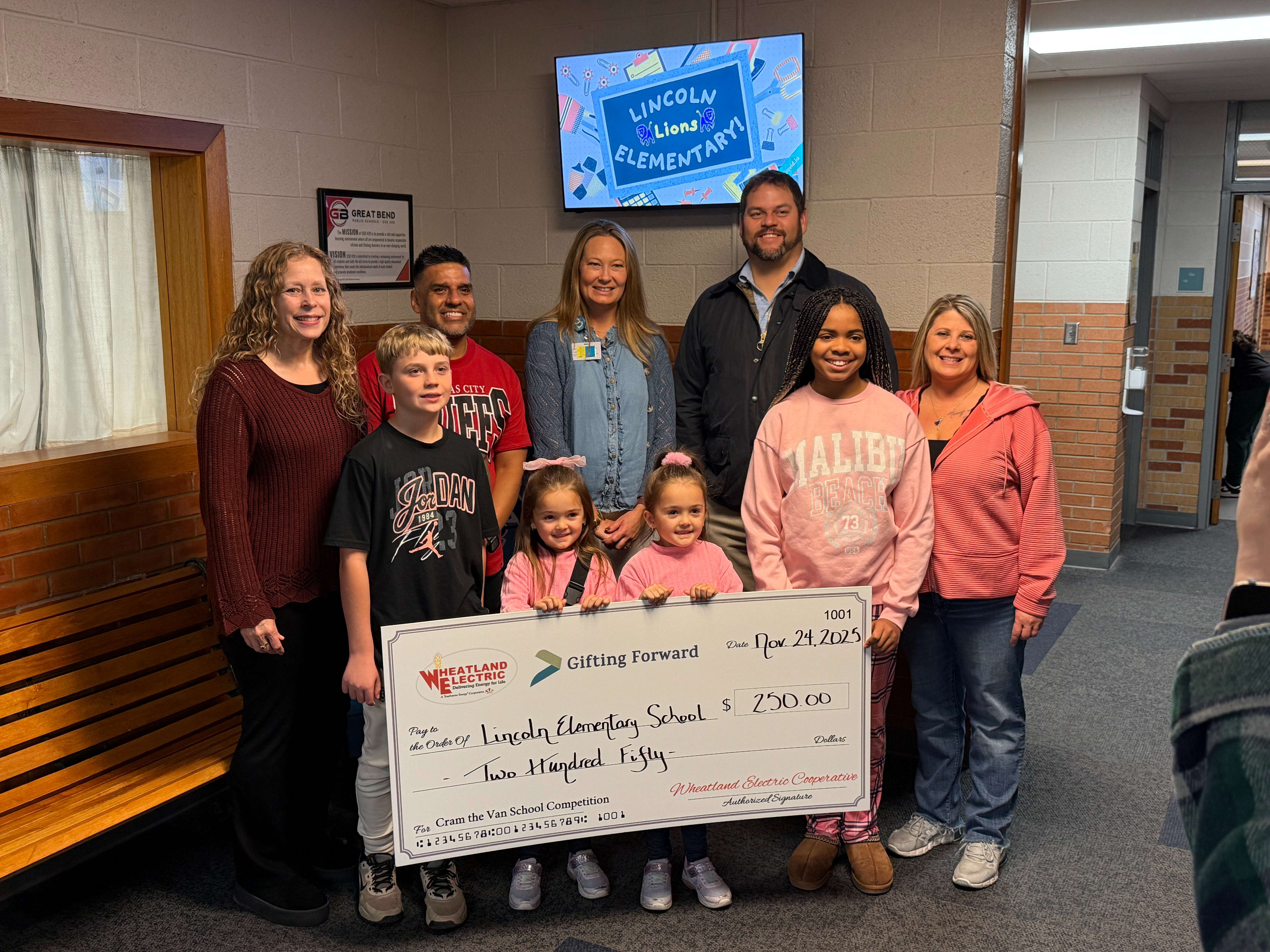 Lincoln Elementary School collected 12.92 pounds of food per student and won $250 as the third-place finisher.