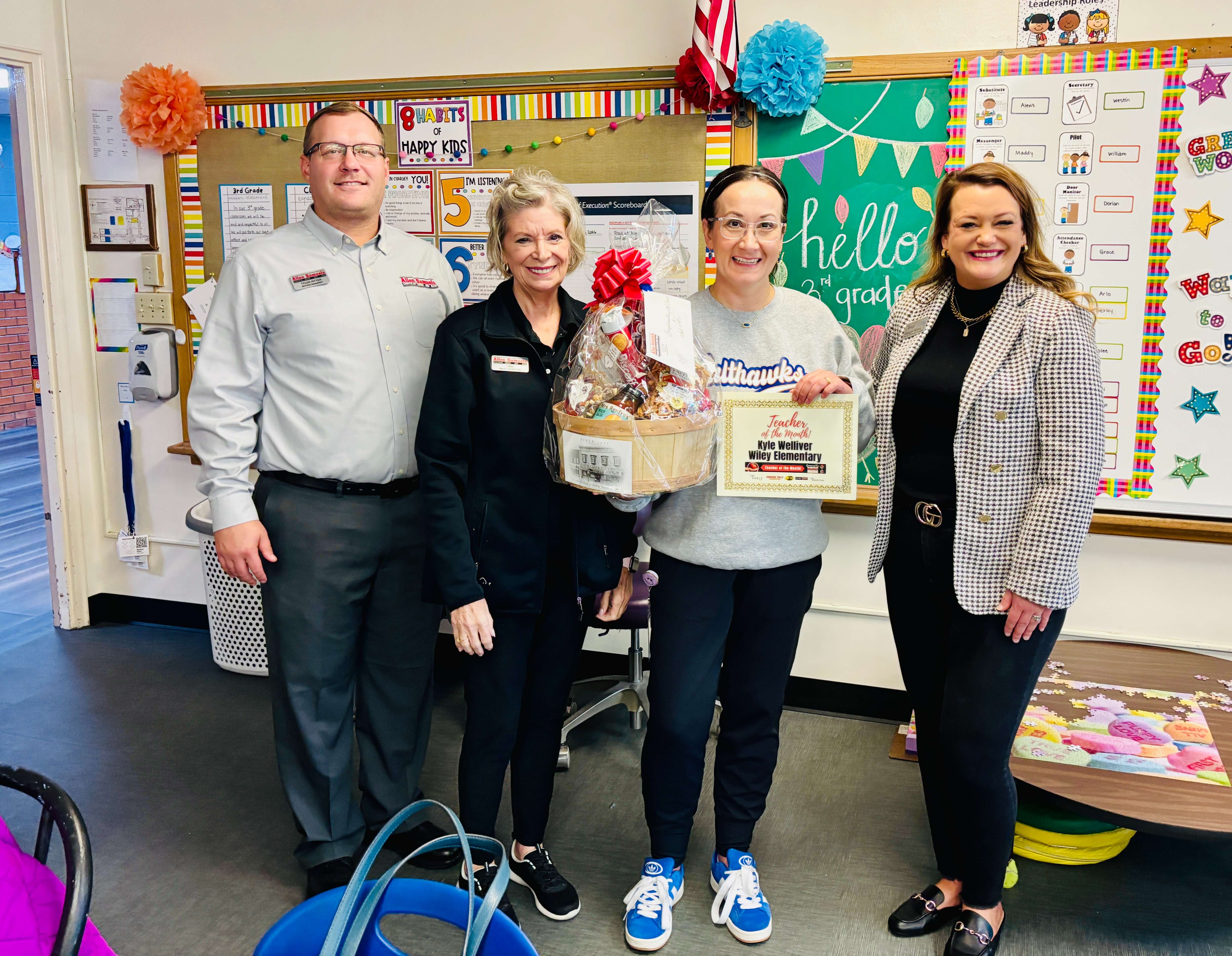 Kyle Welliver, a third grade teacher at Wiley Elementary School in Hutchinson was named the Allen Samuels Chrysler Dodge Jeep Ram Teacher of the Month for November.
